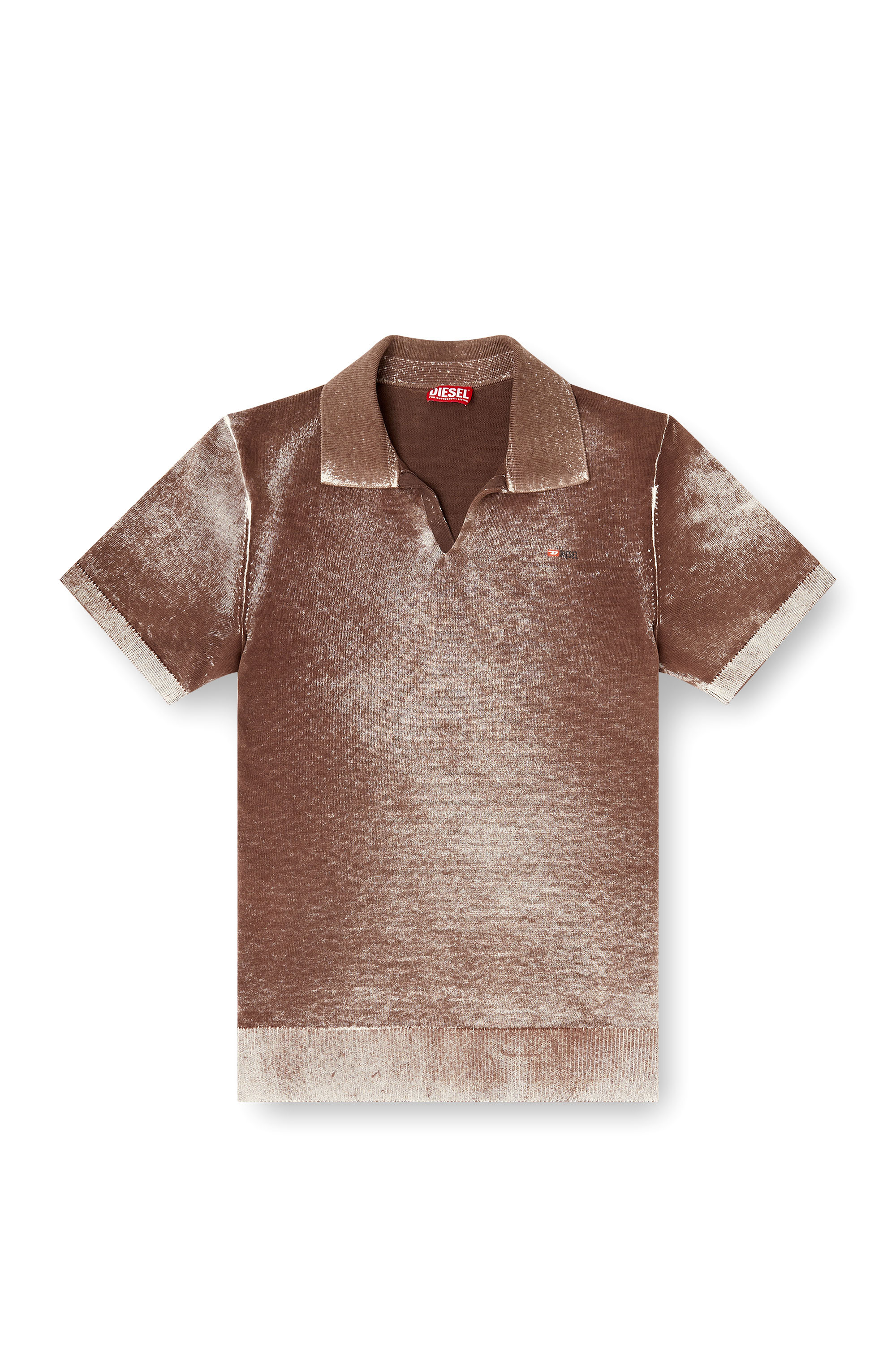 Diesel - K-LAWRIE, Polo in maglia con stampa interna sfumata Uomo in Marrone - 3