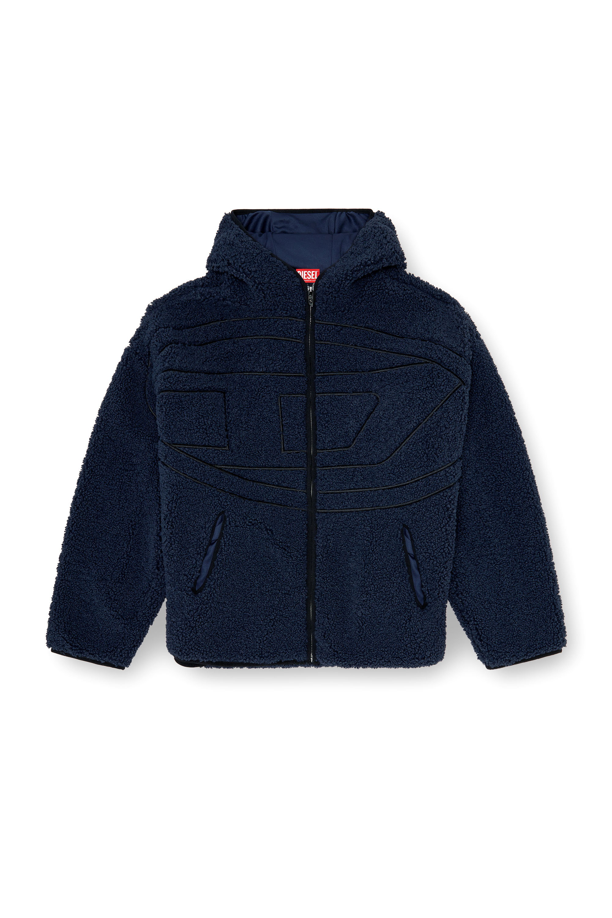 Diesel - S-ZAT, Veste &agrave; capuche en peluche Homme in Bleu - 3