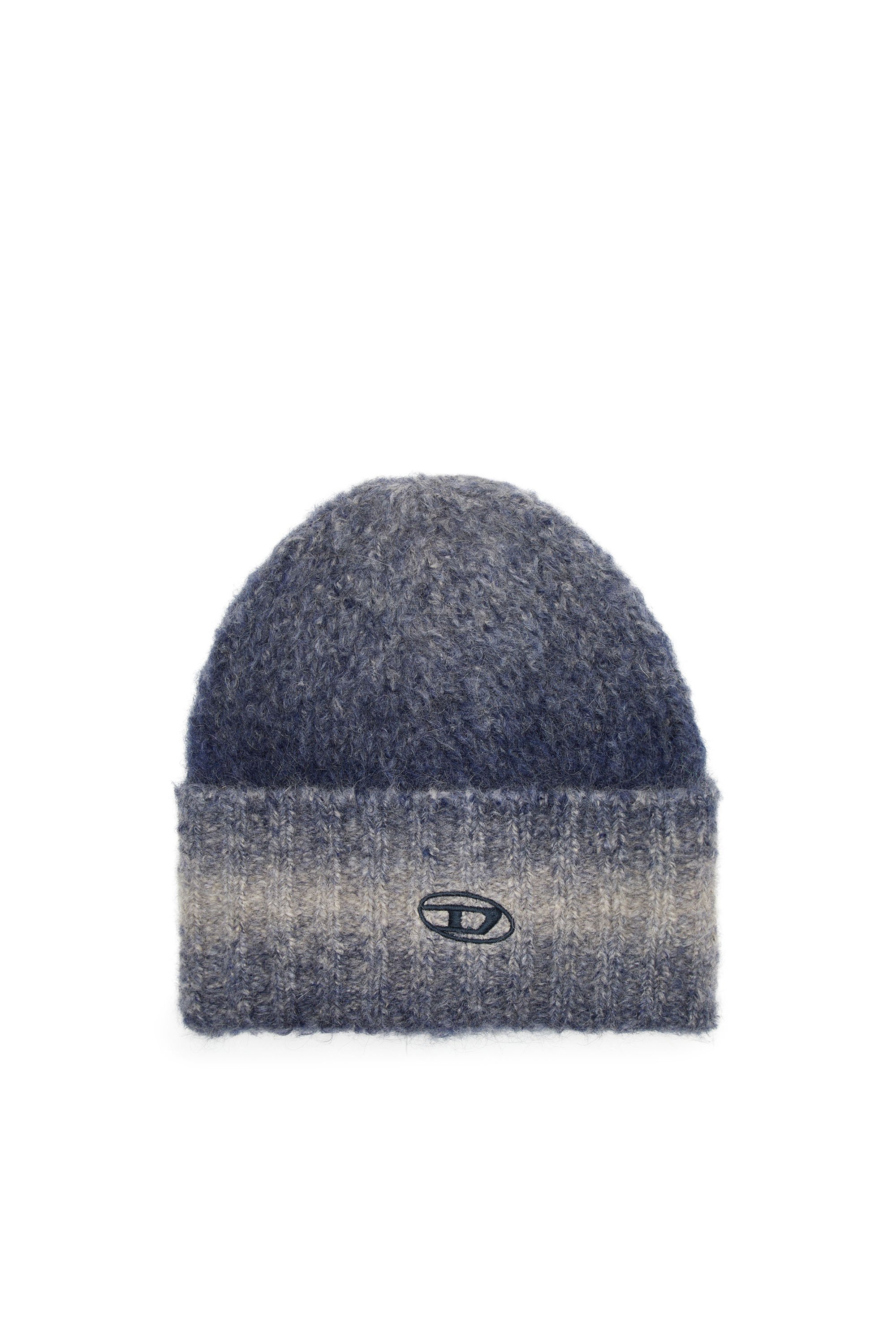 Diesel - K-PELO, Unisex Beanie in alpaca con ricamo Oval D in Blu - Image 1