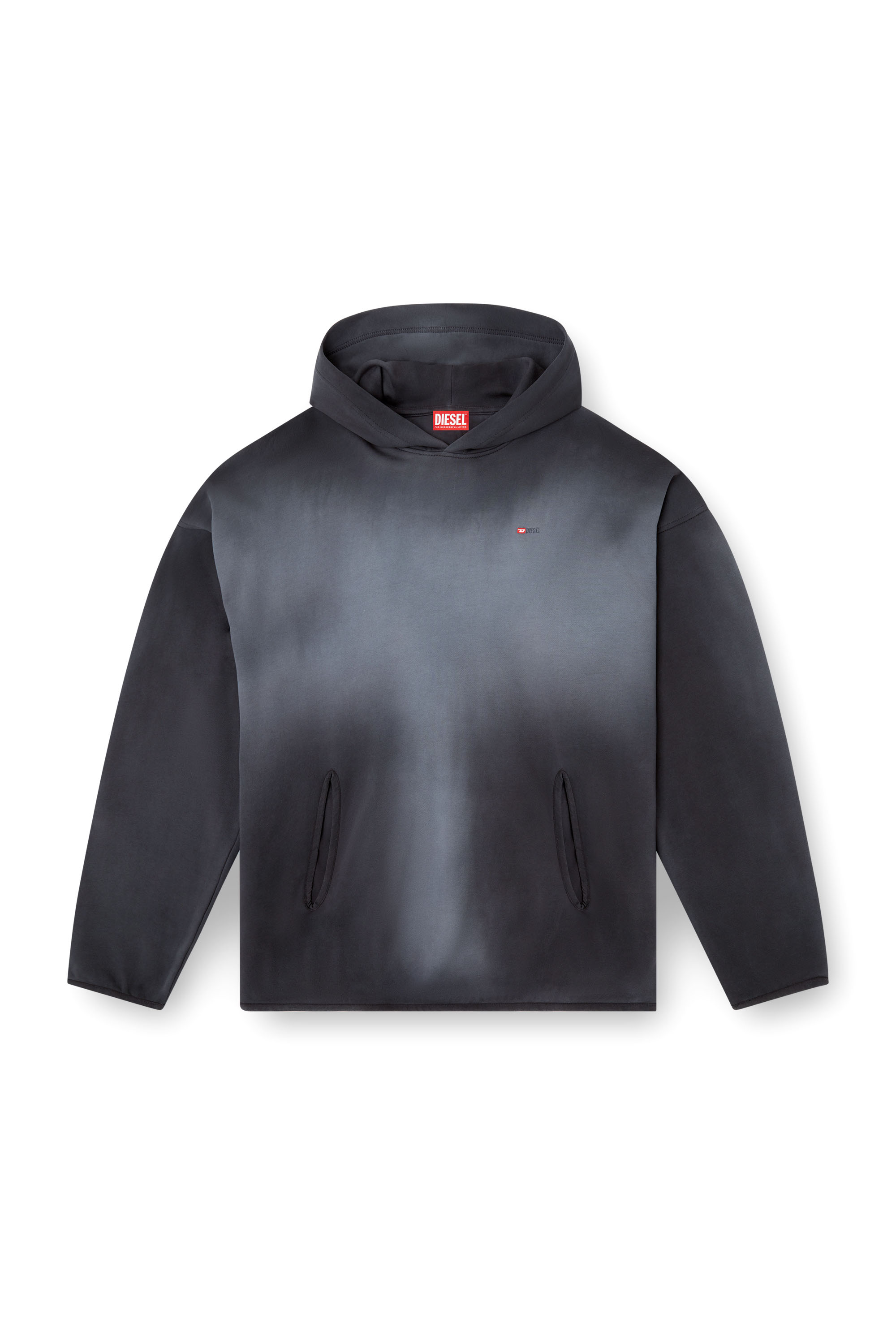 Diesel - S-EE-T1, Sweat-shirt à capuche délavé avec micro logo Homme in Noir - 3
