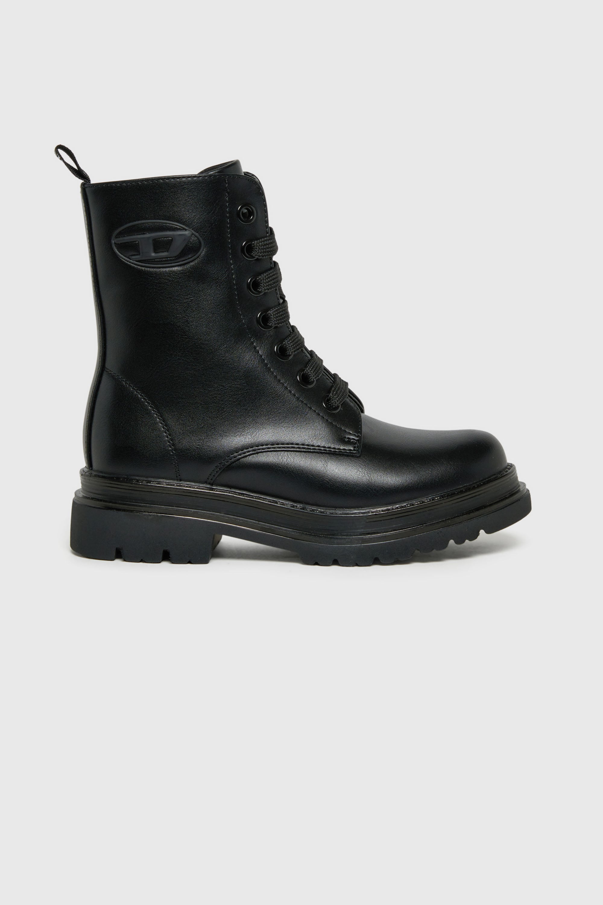 Diesel - D-ANFISTR-PU, Unisex's D-Anfistr- Combat boots with embossed Oval D logo in Black - 1