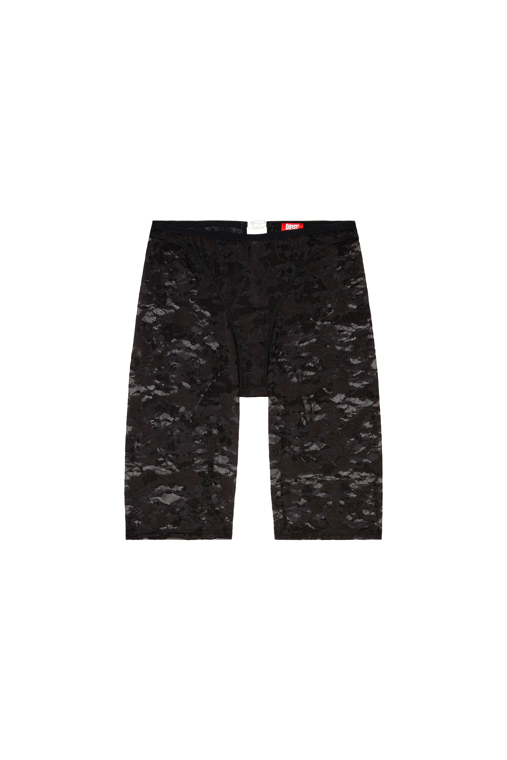 Diesel - UFLB-D-OVAL-LACE-SHORT, Short in pizzo camouflage con placca Oval D Donna in Nero - 4