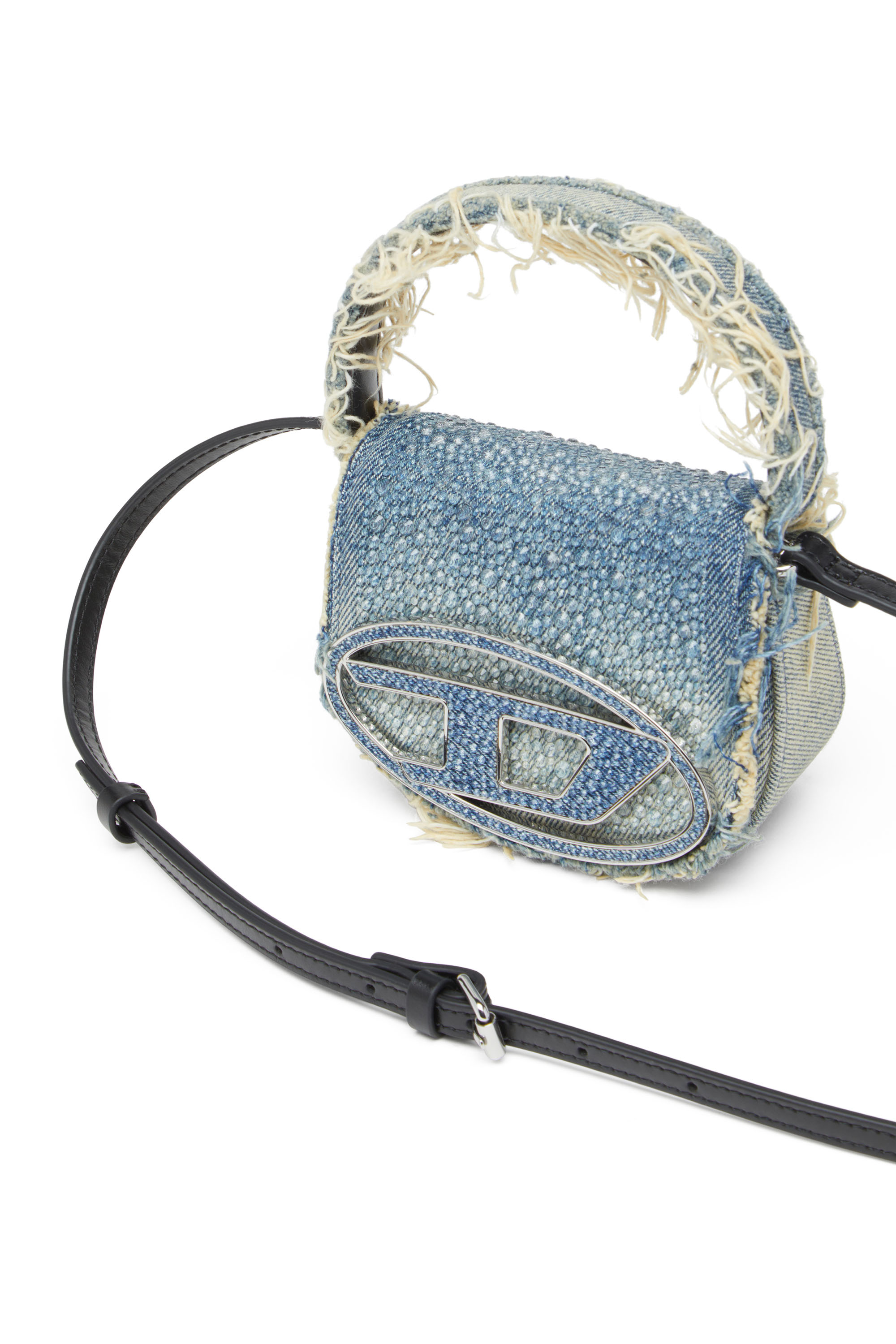 Diesel - 1DR XS, Woman 1DR XS-Iconic mini bag in denim and crystals in Blue - Image 5