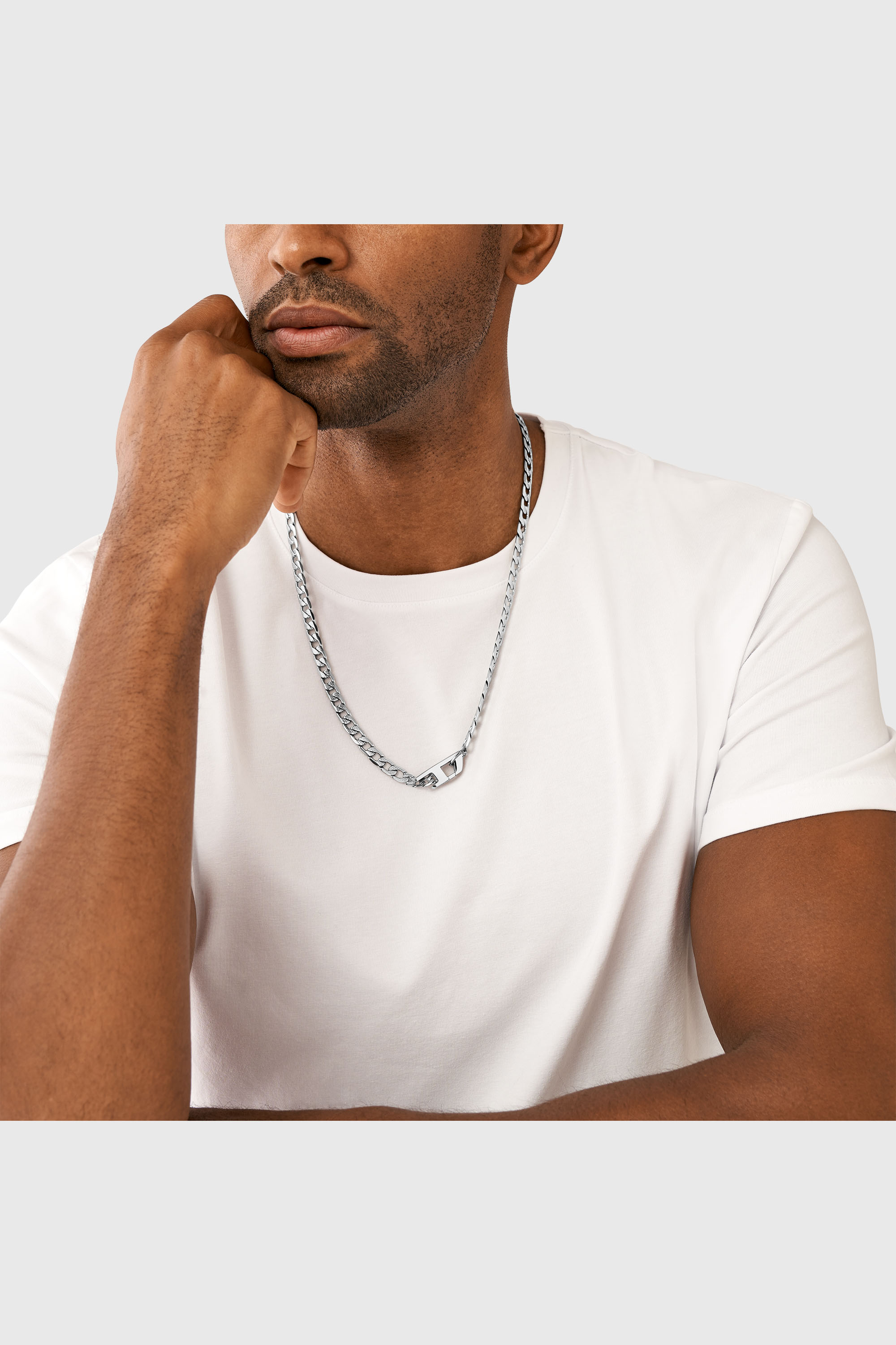 Diesel - DX1497, Collier cha&icirc;ne en acier inoxydable Mixte in Gris argent&eacute; - 4