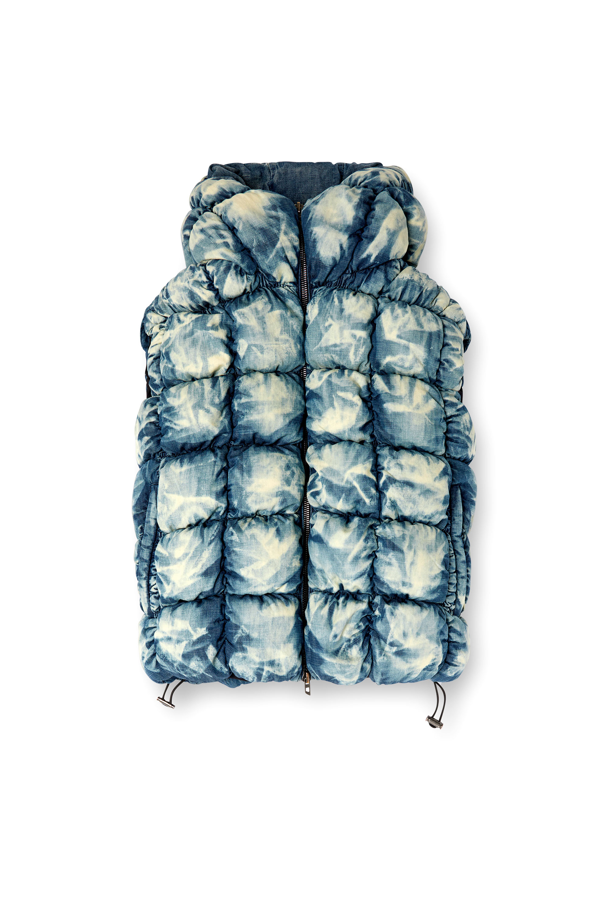 Diesel - W-THYS, Gilet doudoune en denim tie-dye Mixte in Bleu - 4