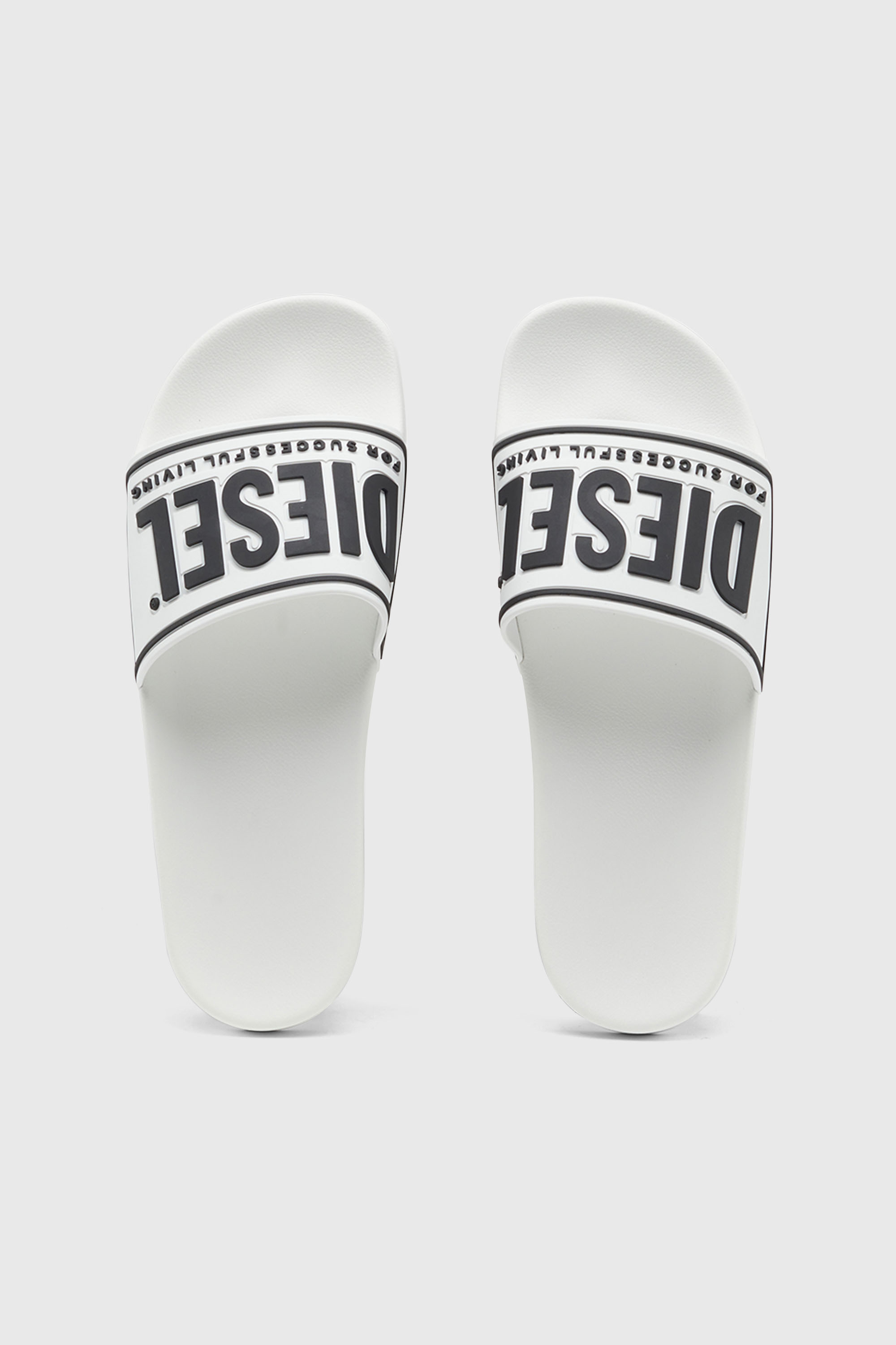 Diesel - SA-MAYEMI CC, Man's Sa-Mayemi-Pool slides with 3D logo in White/Black - 4