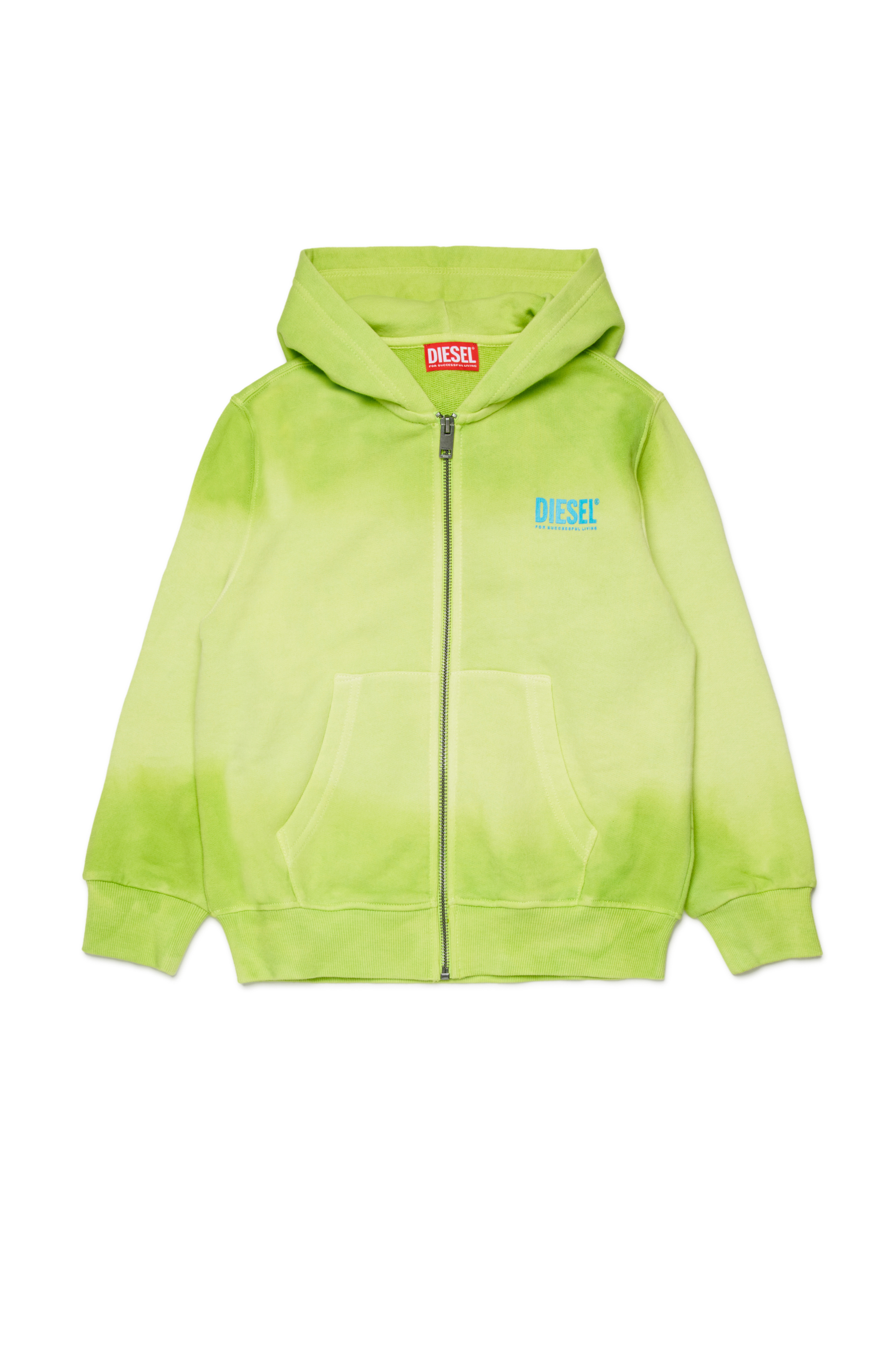 Diesel - SHADE OVER, Sweat &agrave; capuche d&eacute;grad&eacute; avec imprim&eacute; logo Homme in Vert - 1