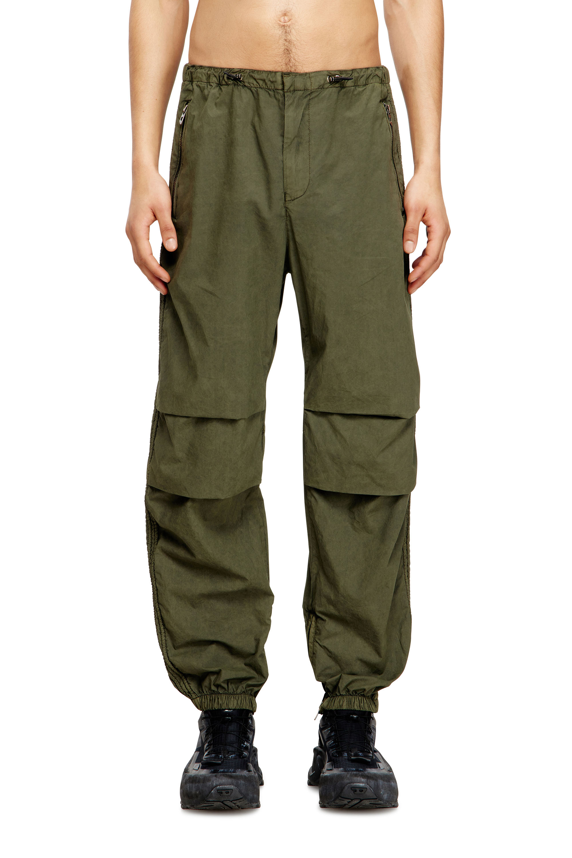 Diesel - P-STITCH, Pantalon cargo en coton avec bandes latérales Homme in Vert - 3