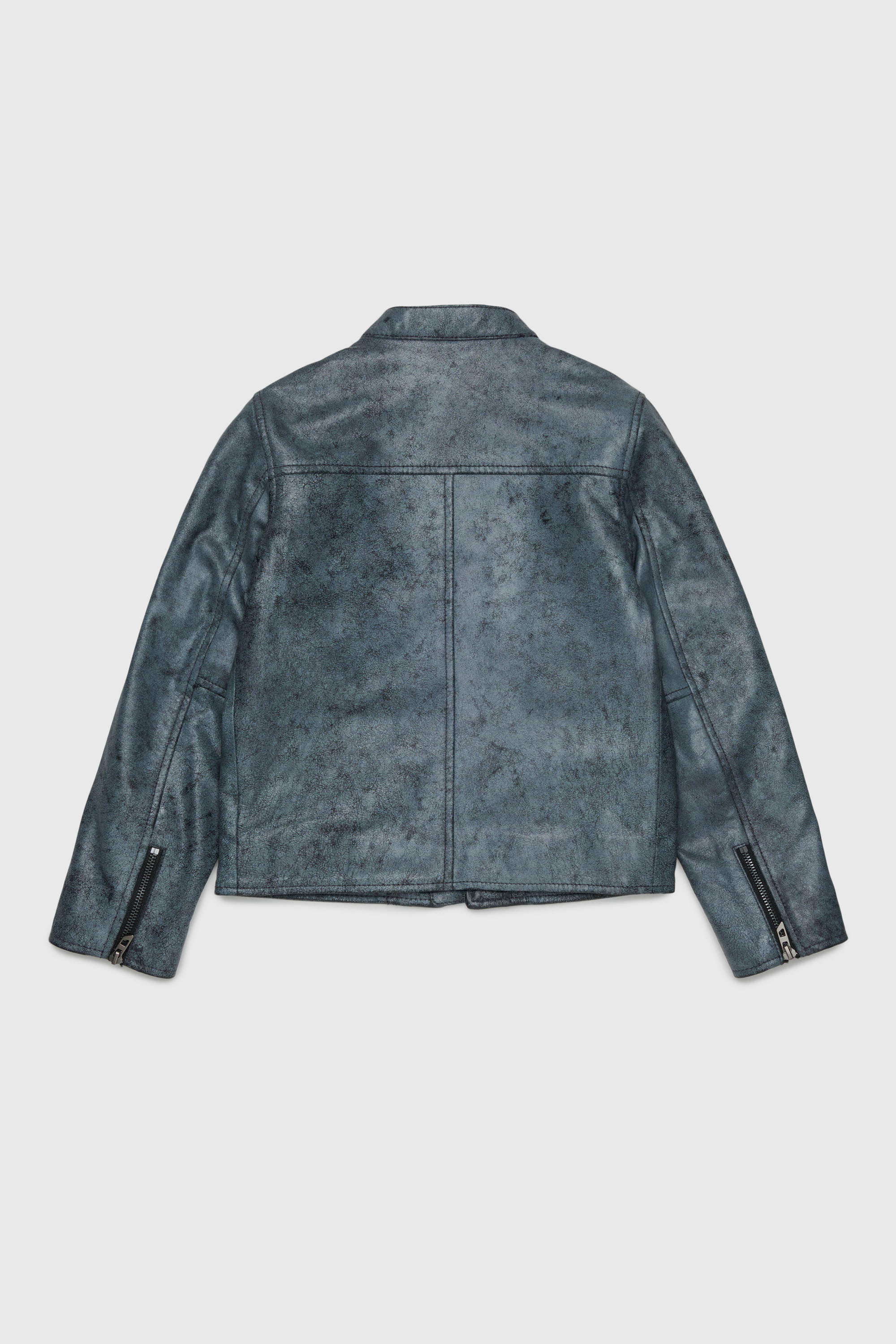 Diesel - JLEVERT, Veste biker en cuir avec maxi logo Homme in Noir - 2