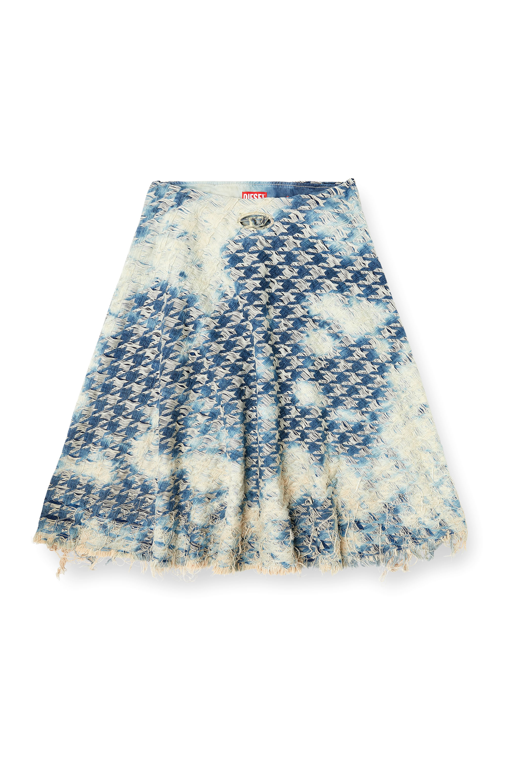 Diesel - DE-ANNET-FSH1, Damen Midi-Rock aus Jeansgewebe mit Hahnentritt-Muster in Mittelblau - 3