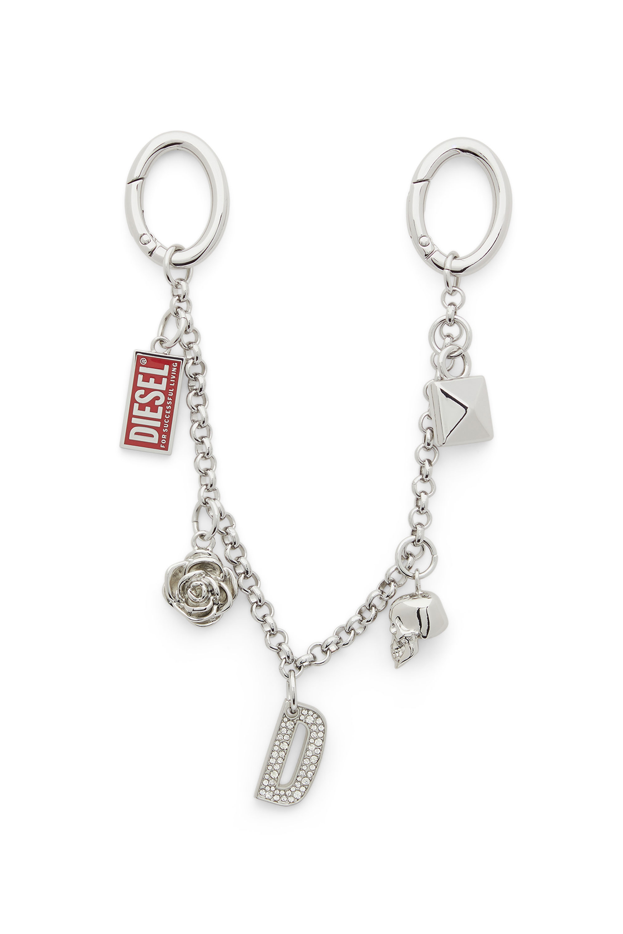 Diesel - CHAIN-D II S, Cha&icirc;ne en m&eacute;tal avec pendentifs iconiques Femme in Gris argent&eacute; - 1