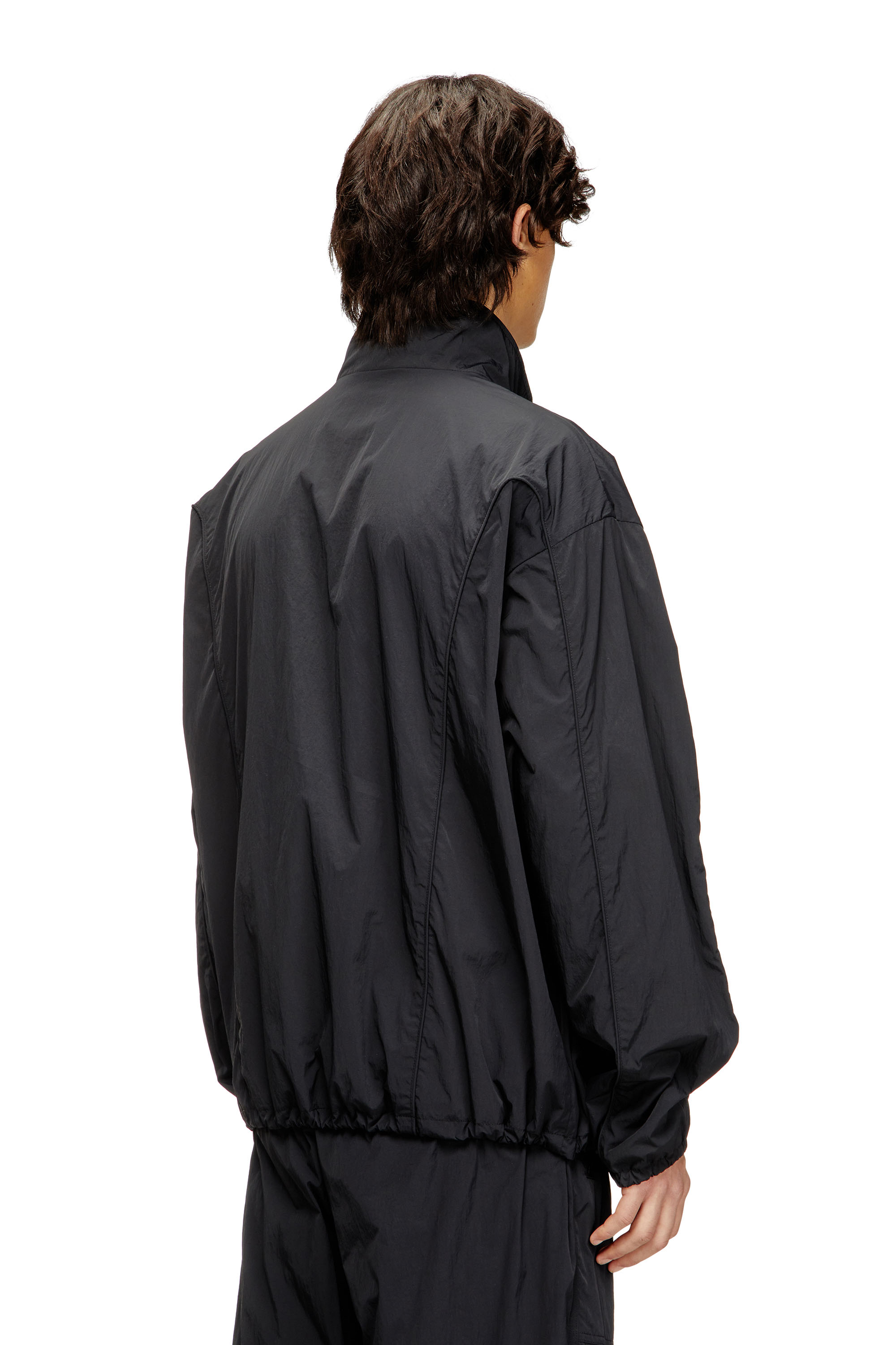 Diesel - J-FIVE-WRD-AKAD, Herren Jacke aus geknittertem Nylon mit Paspeln in Schwarz - 4