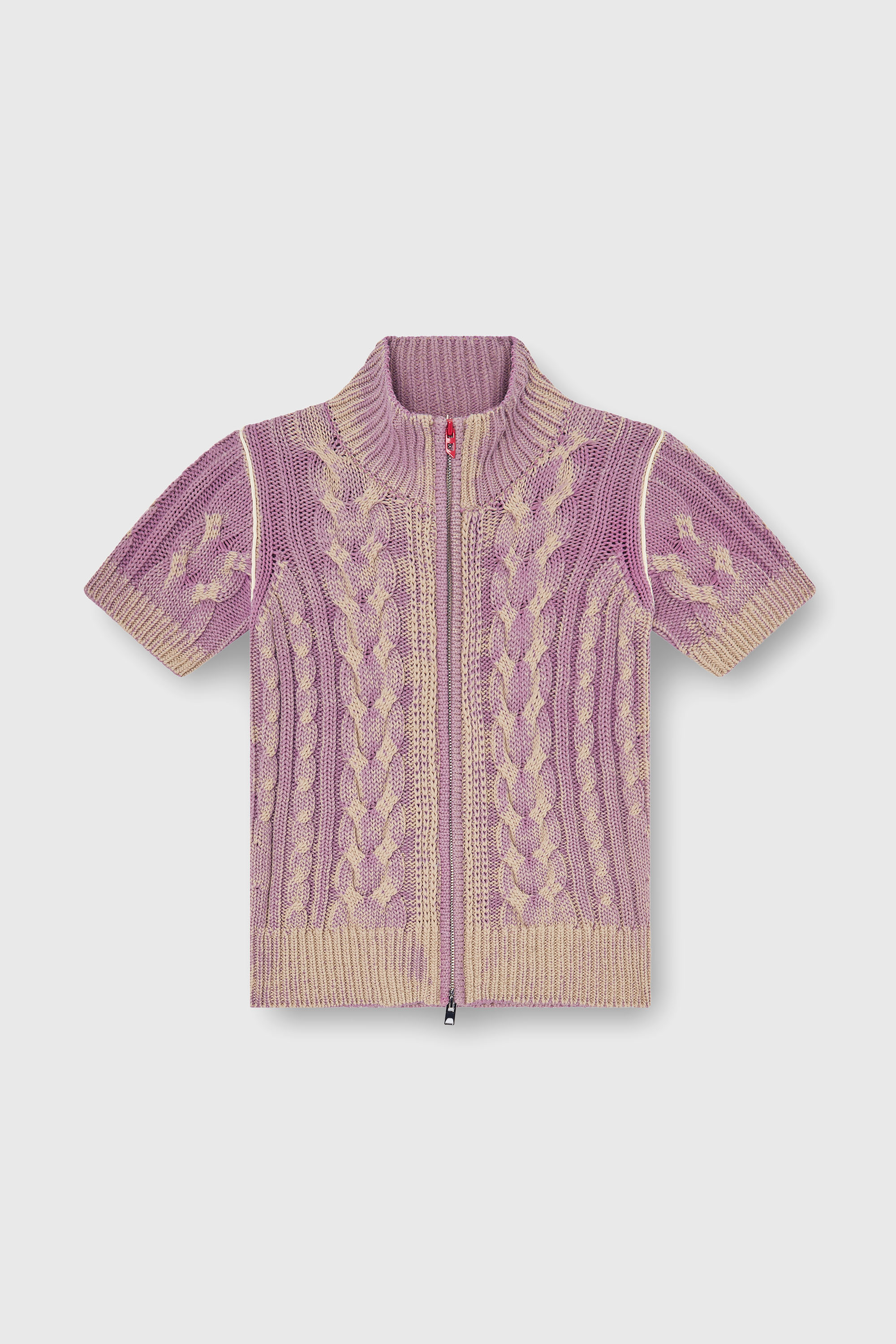 Diesel - M-ELANA, Cardigan a maniche corte con zip in maglia a trecce Donna in Multicolor - 2