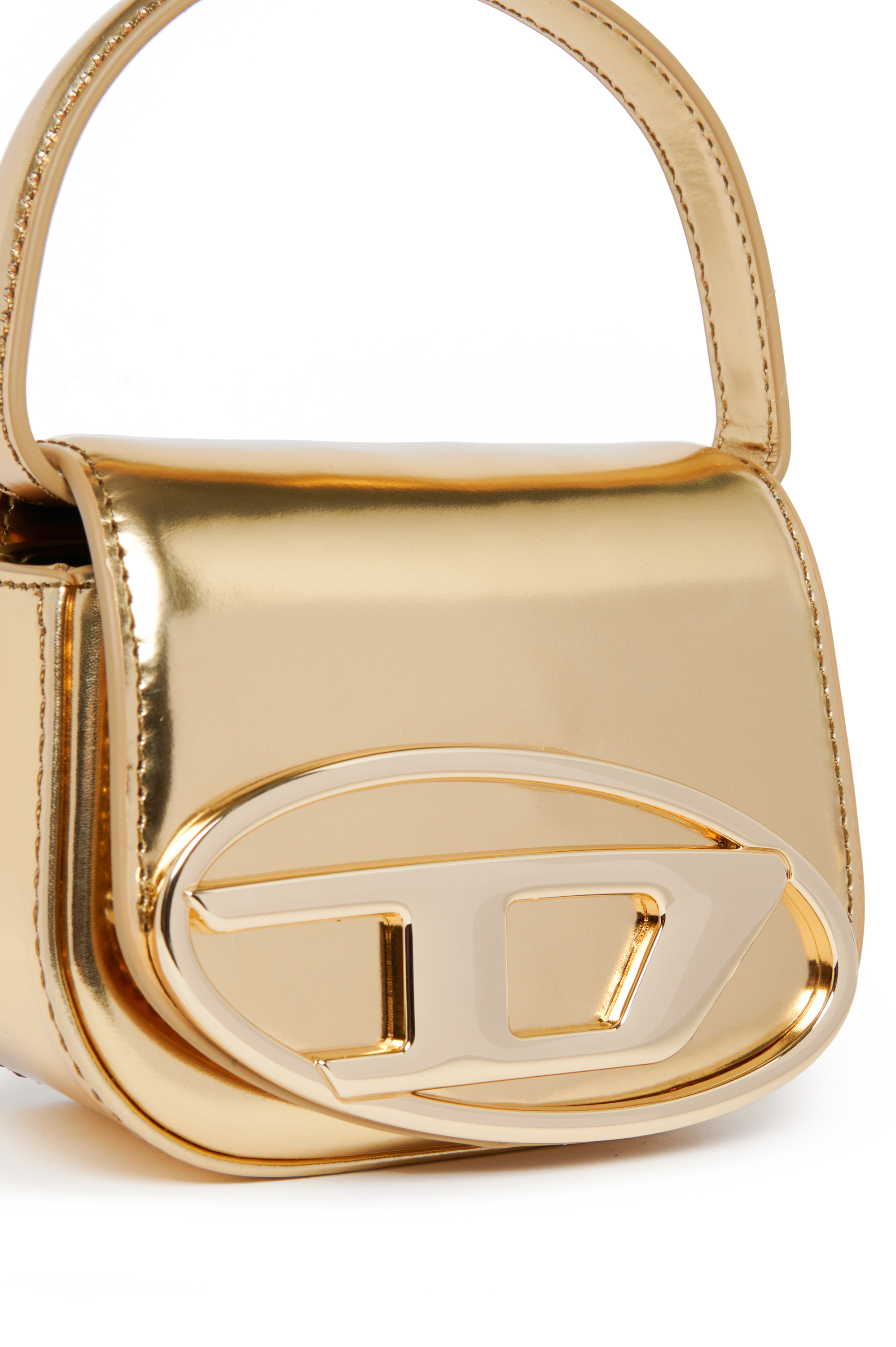 Diesel - 1DR XS, Iconica mini borsa a spalla in pelle metallizzata opaca Donna in Oro - 4