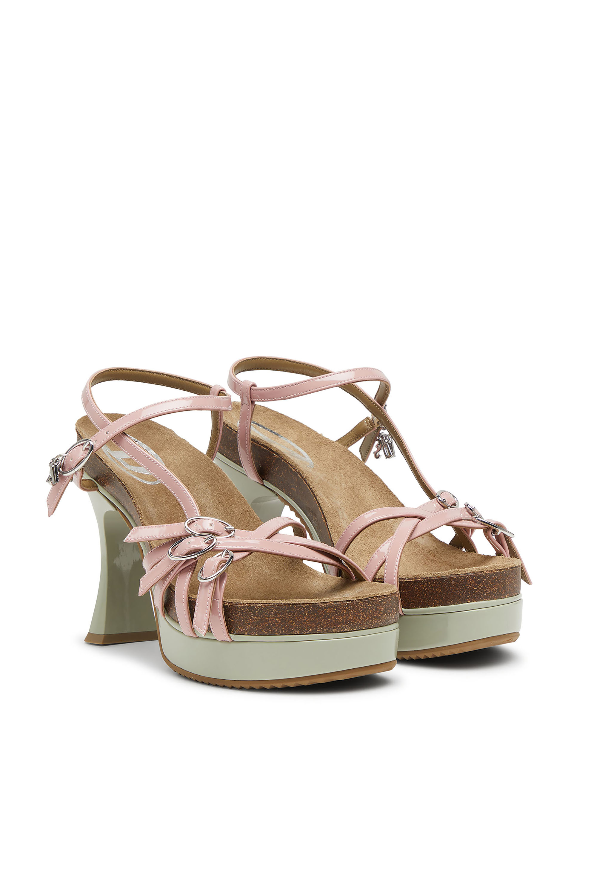 Diesel - D-WOODSTOCK 105 SANDAL, Sandales à plateforme D-Woodstock à brides en PU brillant Femme in Polychrome - 3