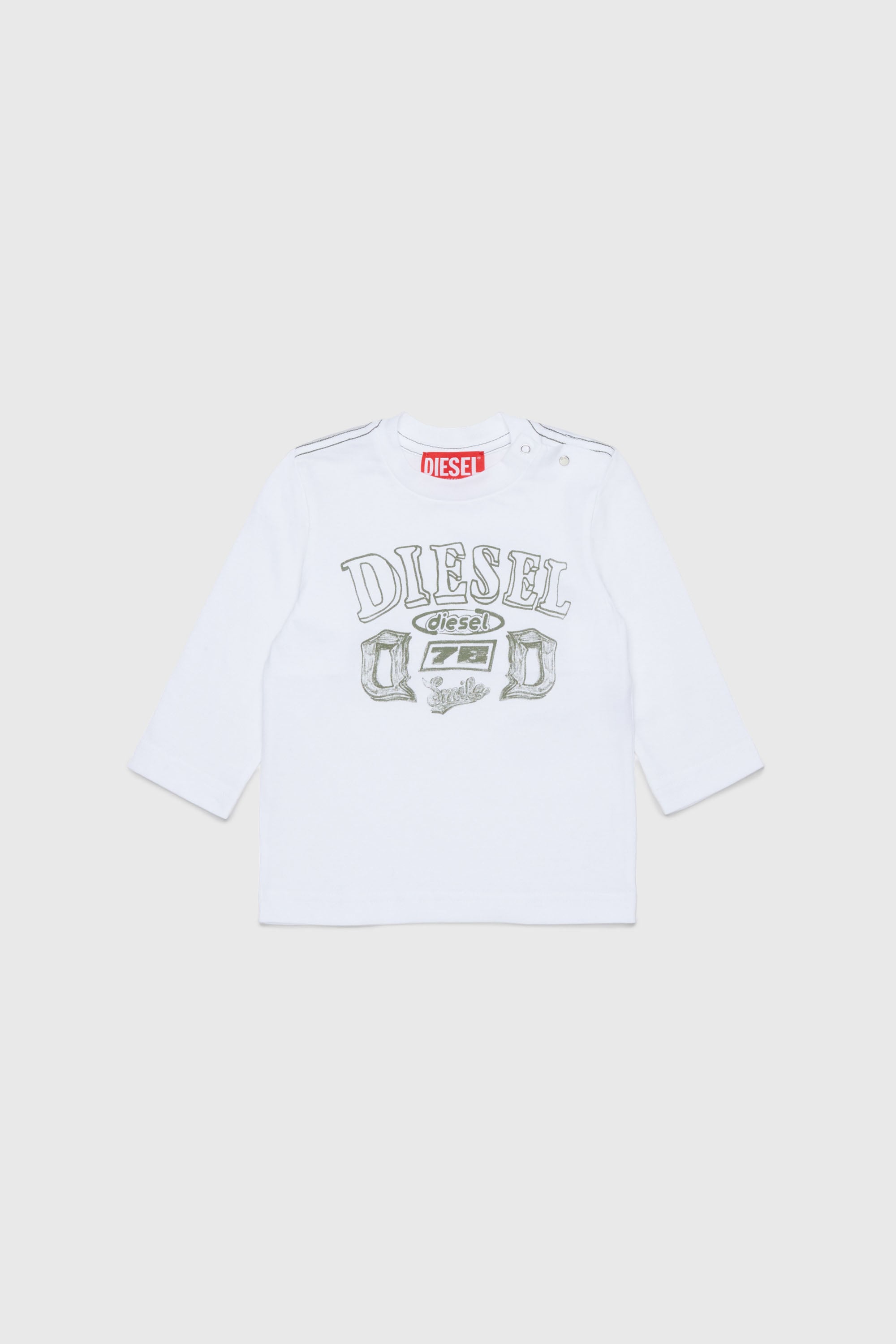 Diesel - TBANB, Man's Long-sleeve T-shirt with logo print in White - 1