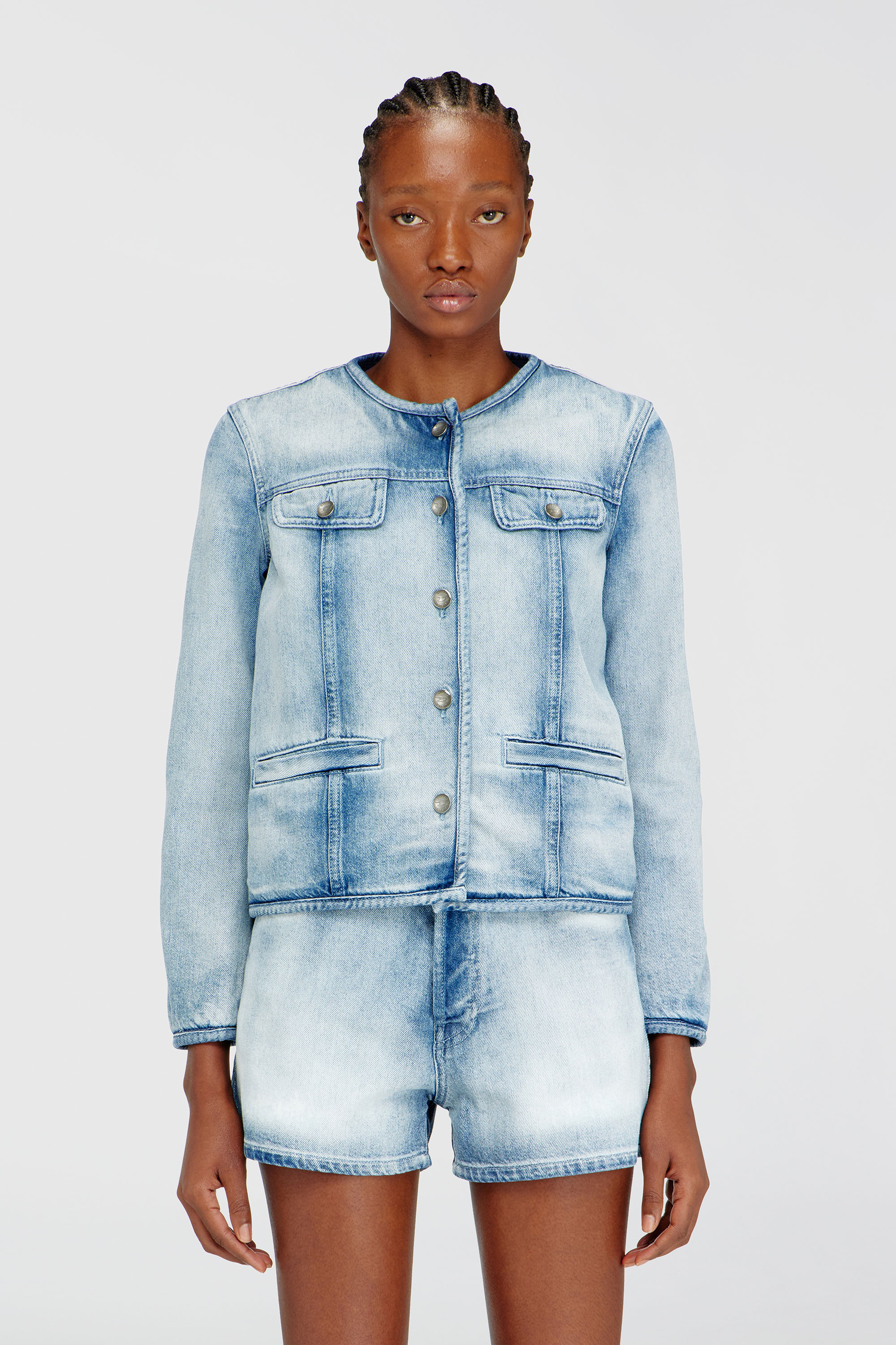 Diesel - DE-GRAFY-FSI1, Veste en denim skeleton mi-l&eacute;ger Femme in Bleu - 1