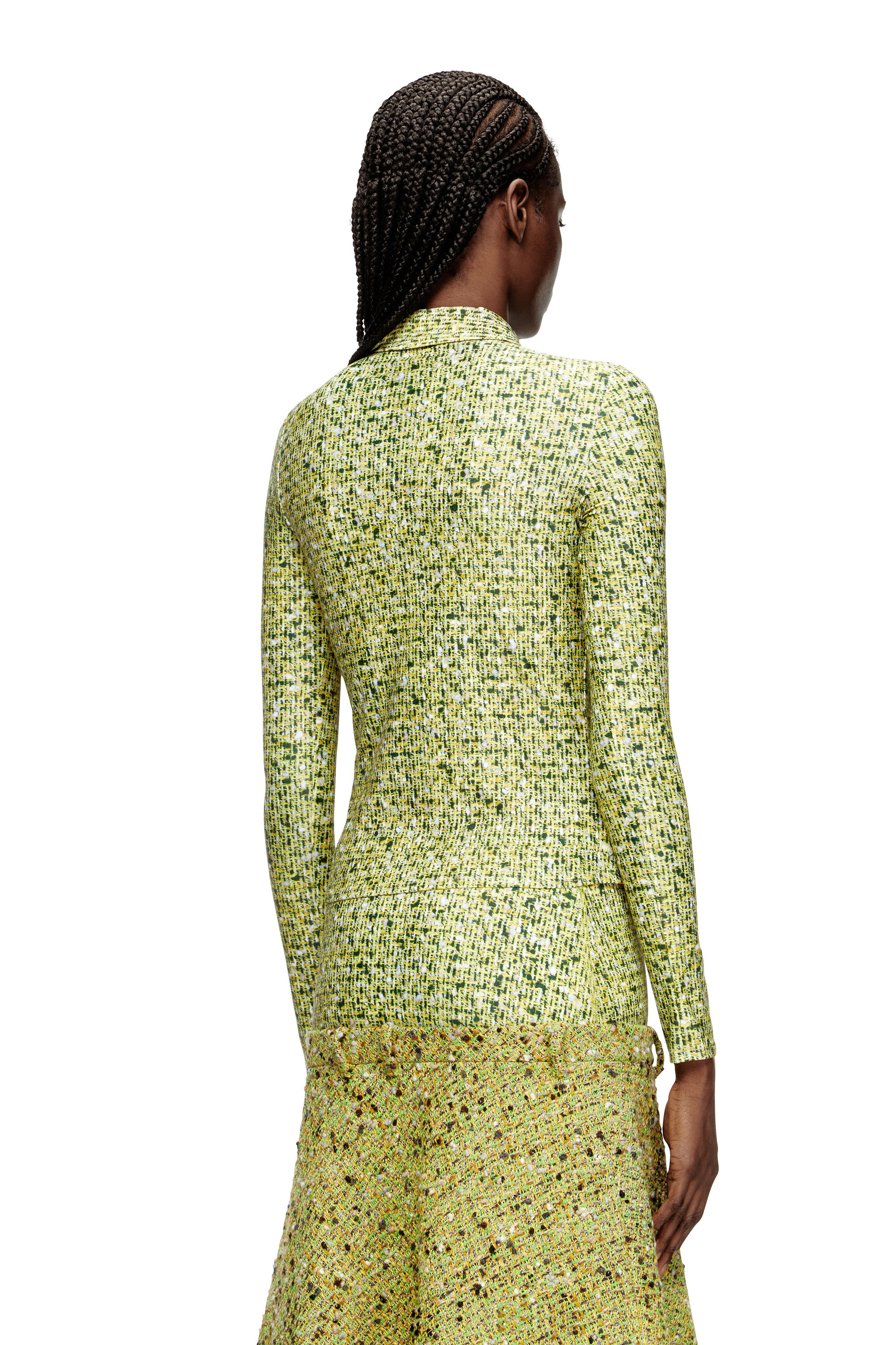 Diesel - C-ELAZ-BC, Camicia in tessuto stretch con stampa bouclé Donna in Giallo - 4