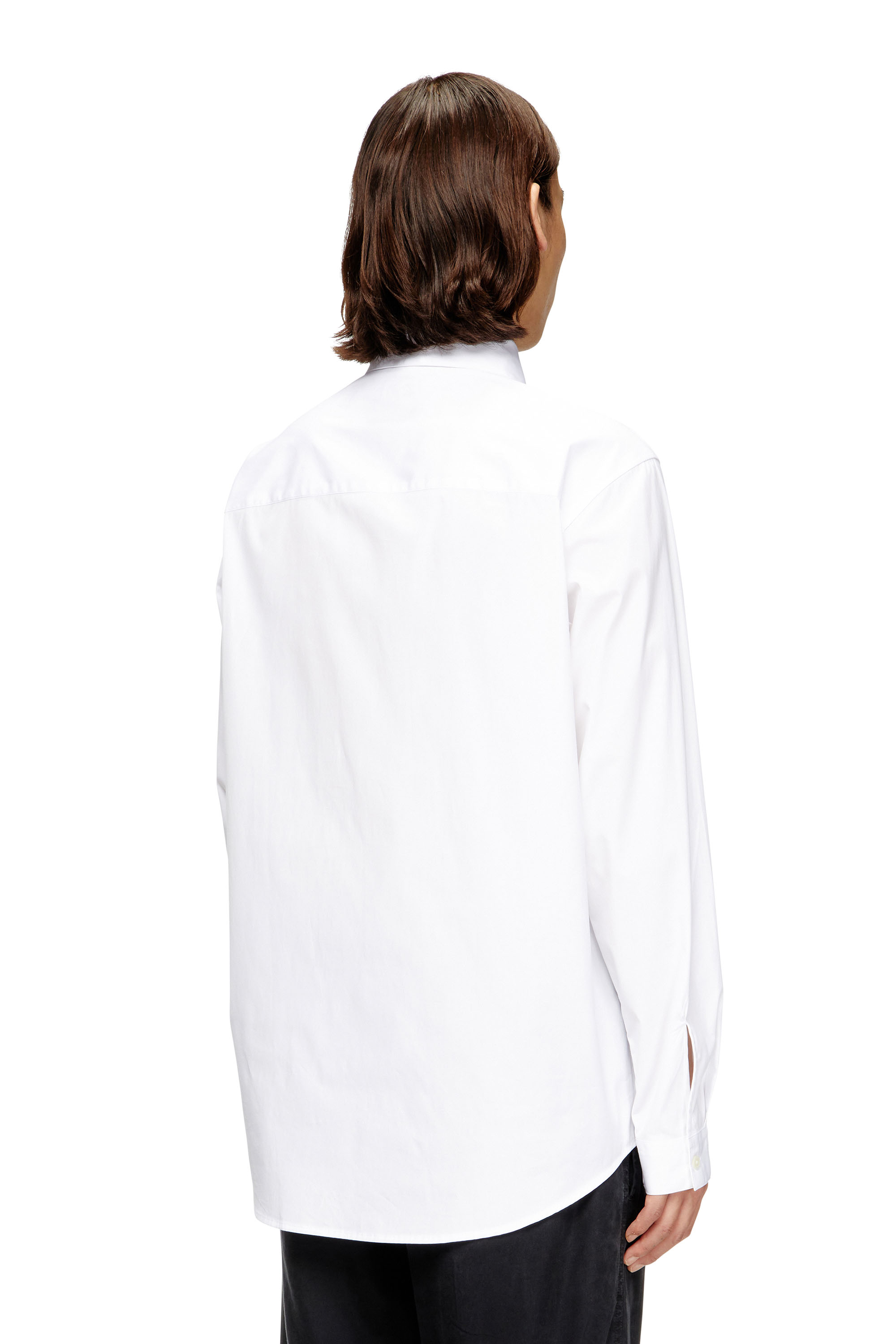 Diesel - S-SIMPLY-GSBH, Camicia in popeline elasticizzato con ricamo Uomo in Bianco - 4