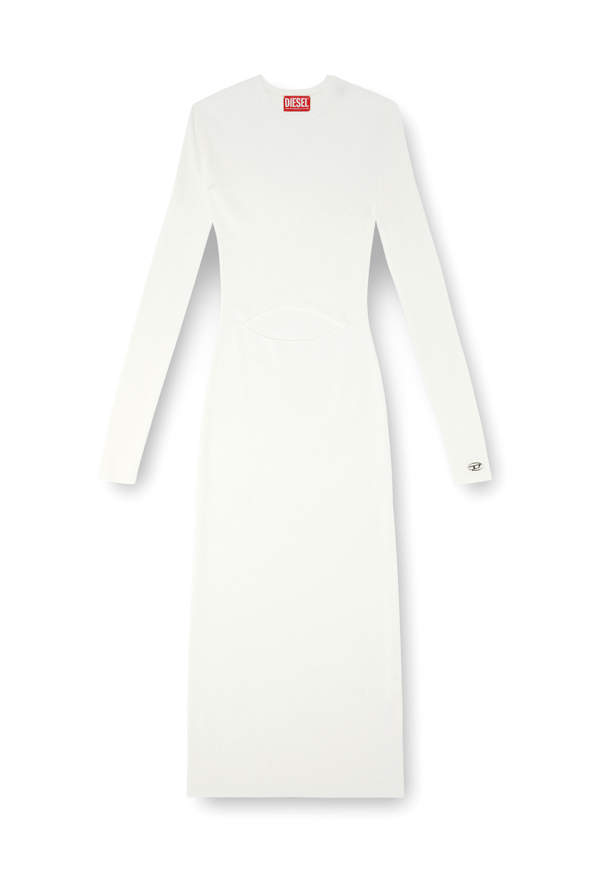 Diesel - M-PELAGOS, Damen Kleid aus Wollmischgewebe mit Cutout in Weiss - Image 1