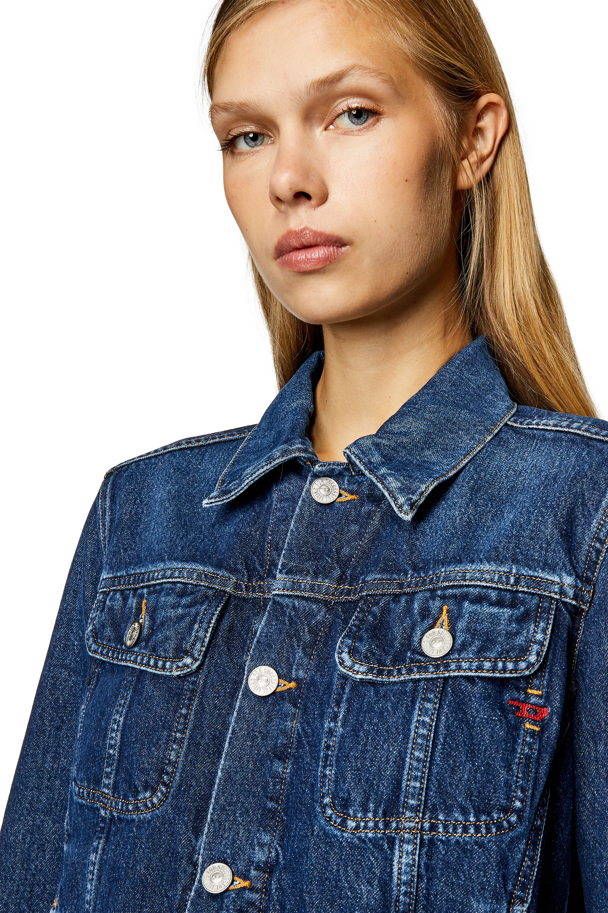 Diesel - DE-BONNY, Veste trucker en denim Femme in Bleu - 4