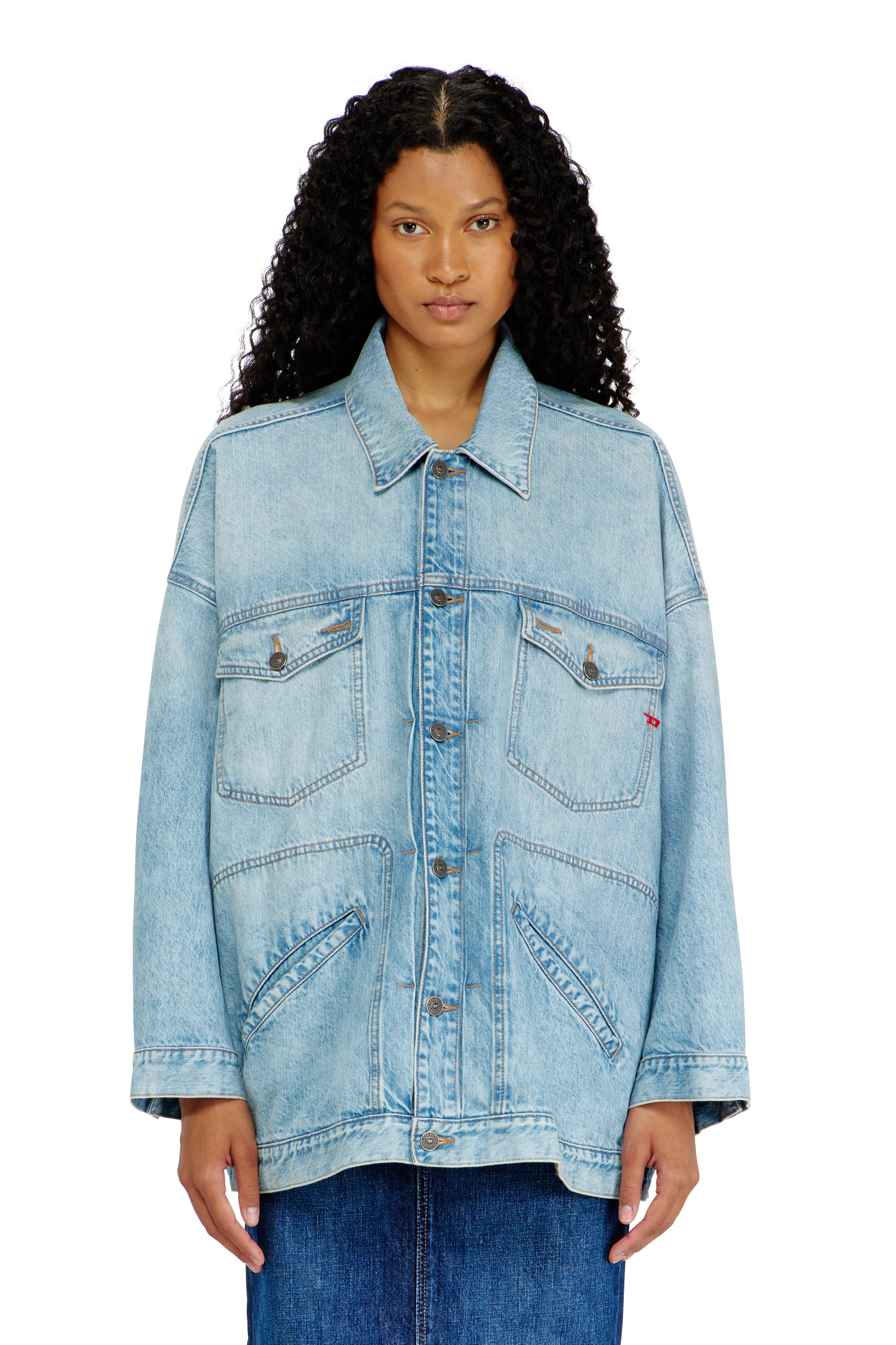 Diesel - DE-LIN, Giacca workwear in denim oversized Donna in Blu - 1