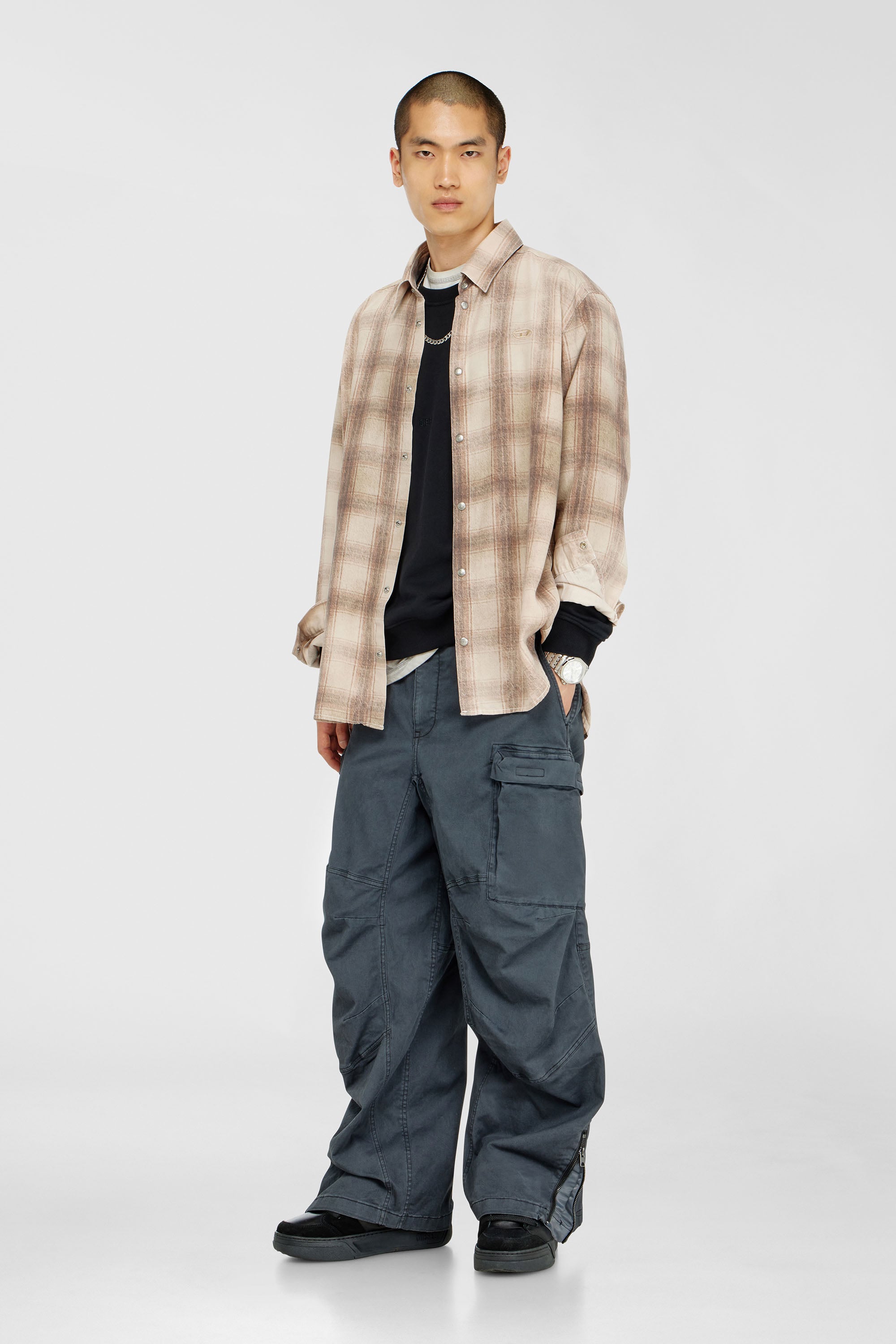 Diesel - S-NORM-AA5, Felpa in cotone con micro ricamo logo Uomo in Nero - 2
