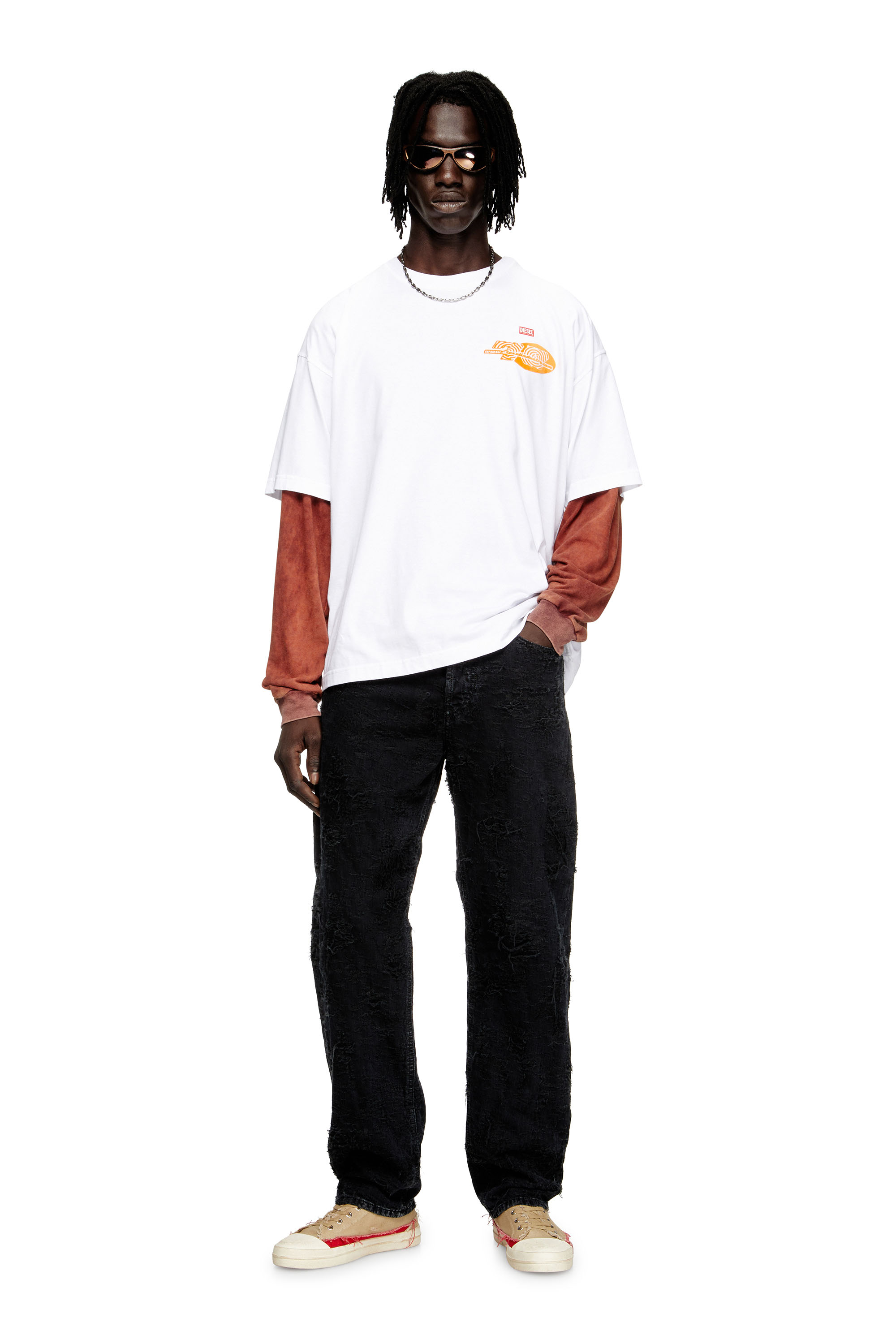 Diesel - T-BOXT-T23, T-shirt en coton avec imprimé graphique Homme in Blanc - 1