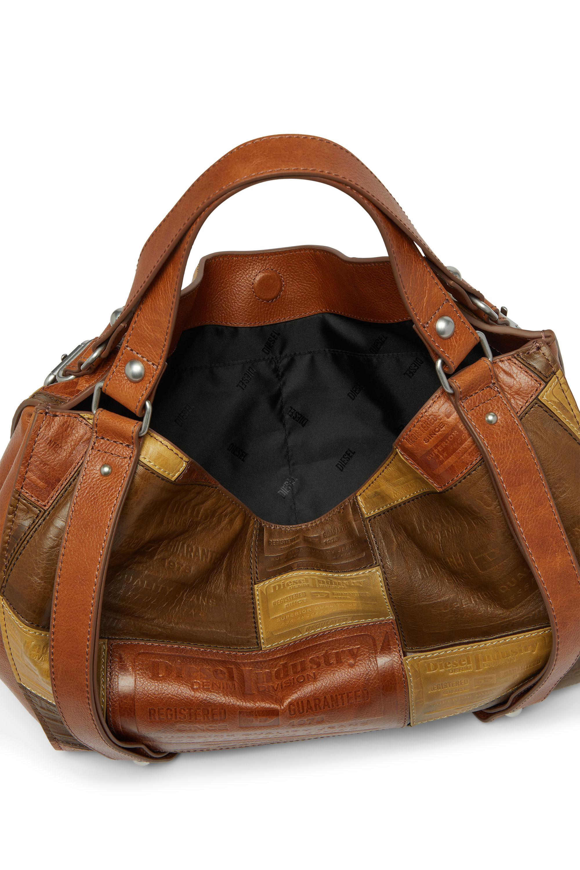 Diesel - D-ONE TOPHANDLE M, Unisex D-One-Medium Henkeltasche aus Patchwork-Leder in Braun - 4