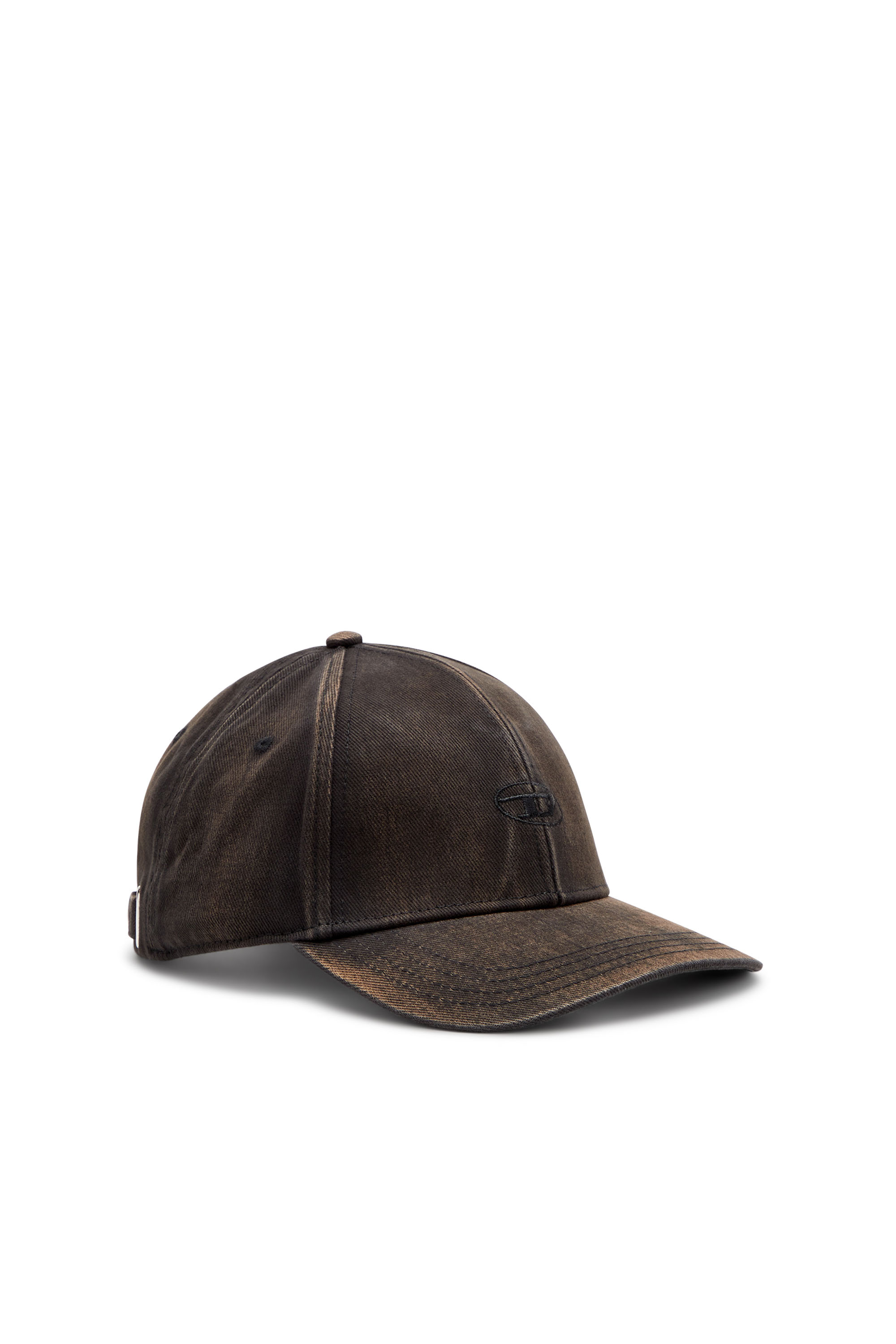 Diesel - C-RUN-WASH, Baseball cap in twill di cotone lavato Uomo in Nero - 1