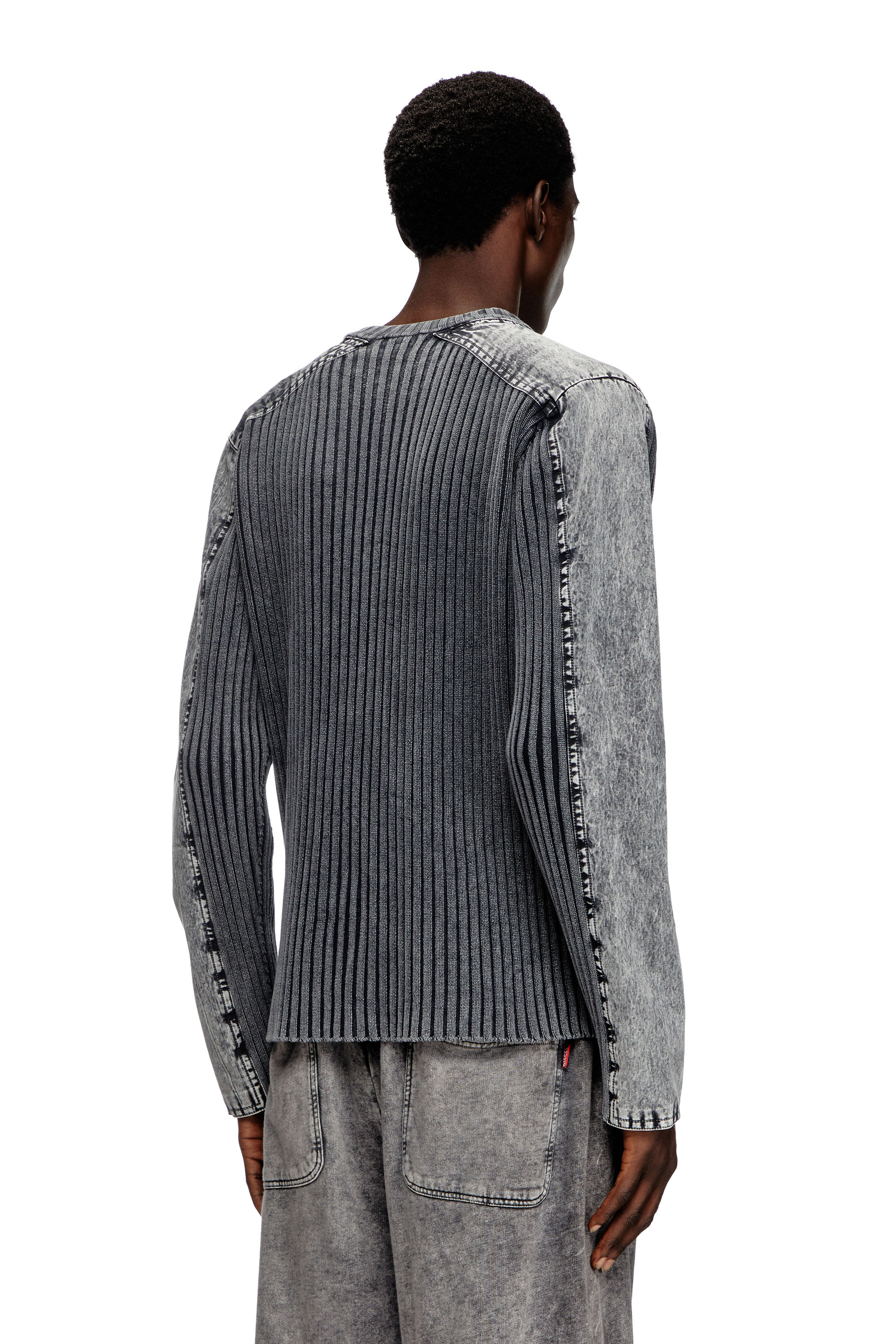 Diesel - K-MATTY, Cardigan zippé avec bandes de manches en denim Homme in Gris - 4