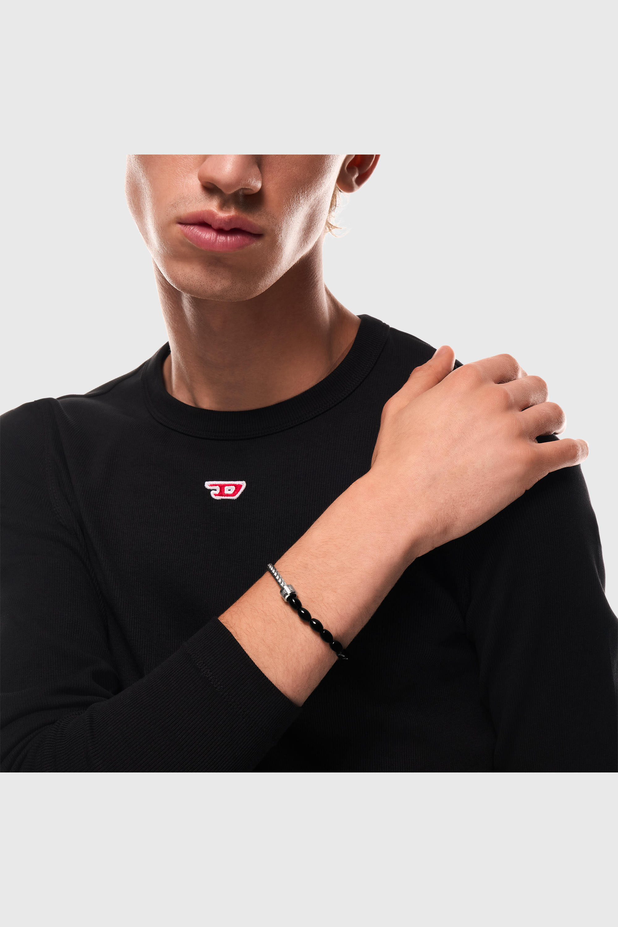 Diesel - DX1714040, Bracciale con perline in agata nera Unisex in Argento - 4