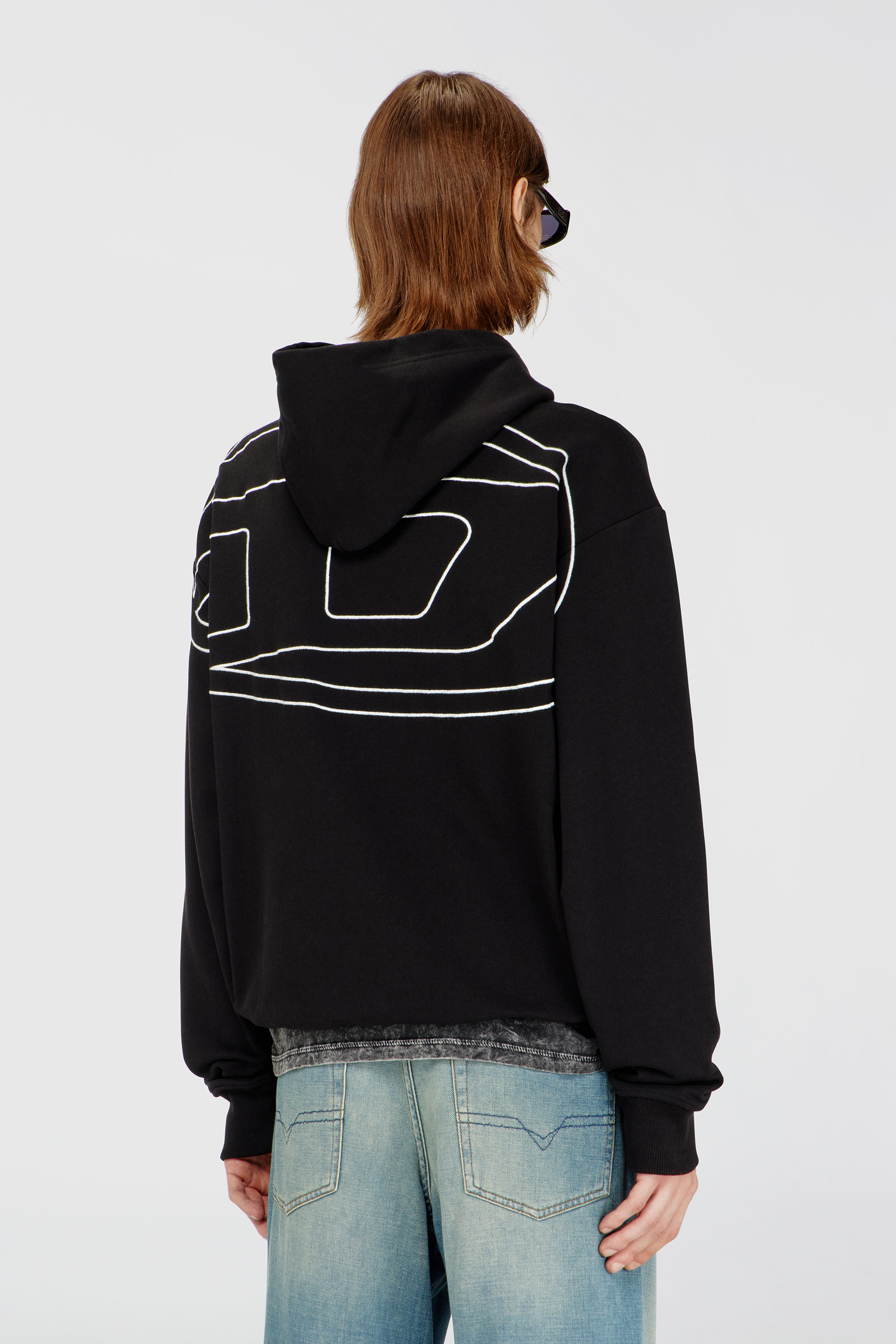 Diesel - S-MACS-HOOD-MEGOVAL-D, Hoodie con ricamo logo Uomo in Nero - 4
