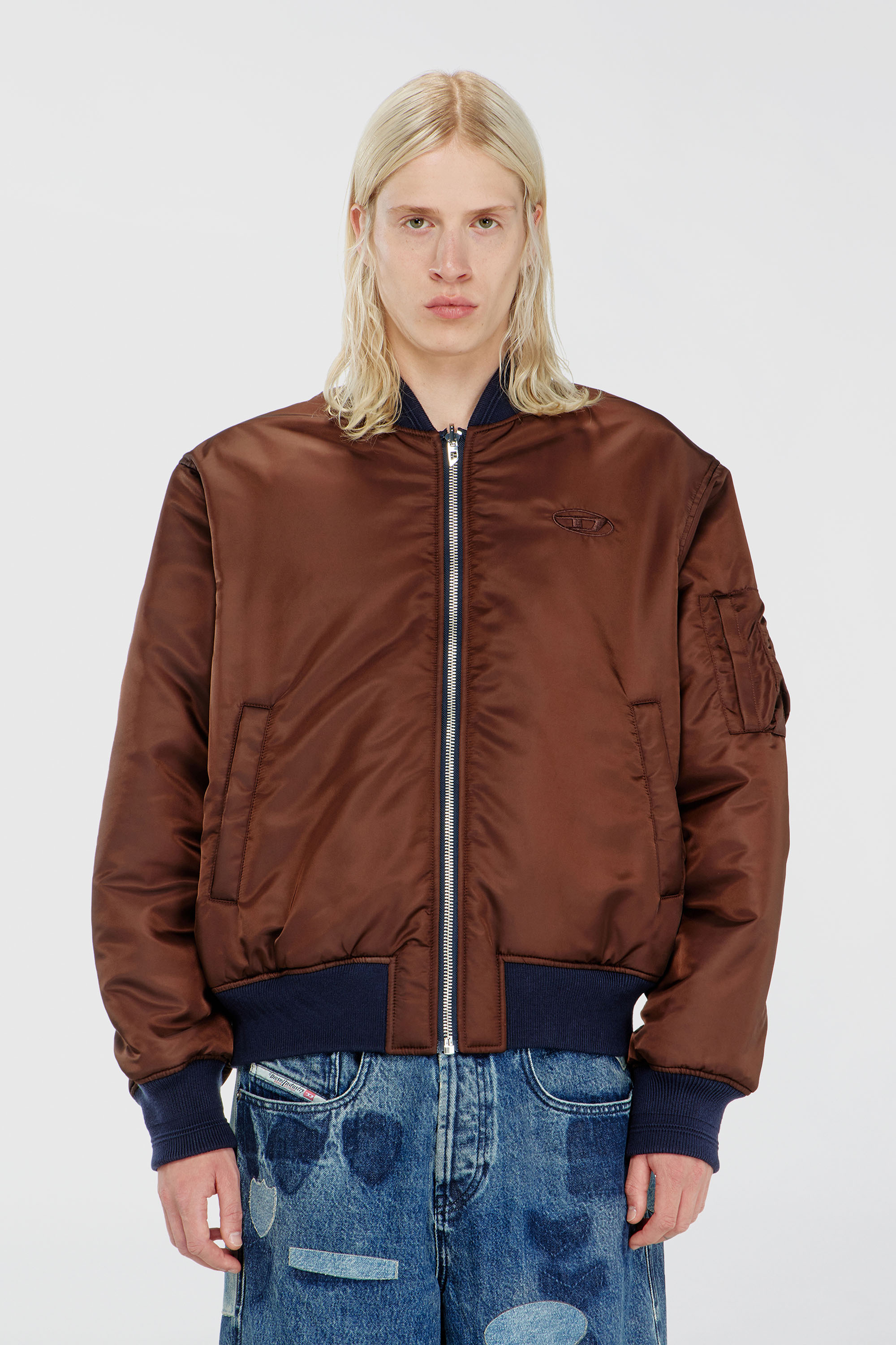 Diesel - W-TYPE-D1, Herren Gesteppte Bomberjacke mit Oval-D-Stickerei in Marineblau - 7