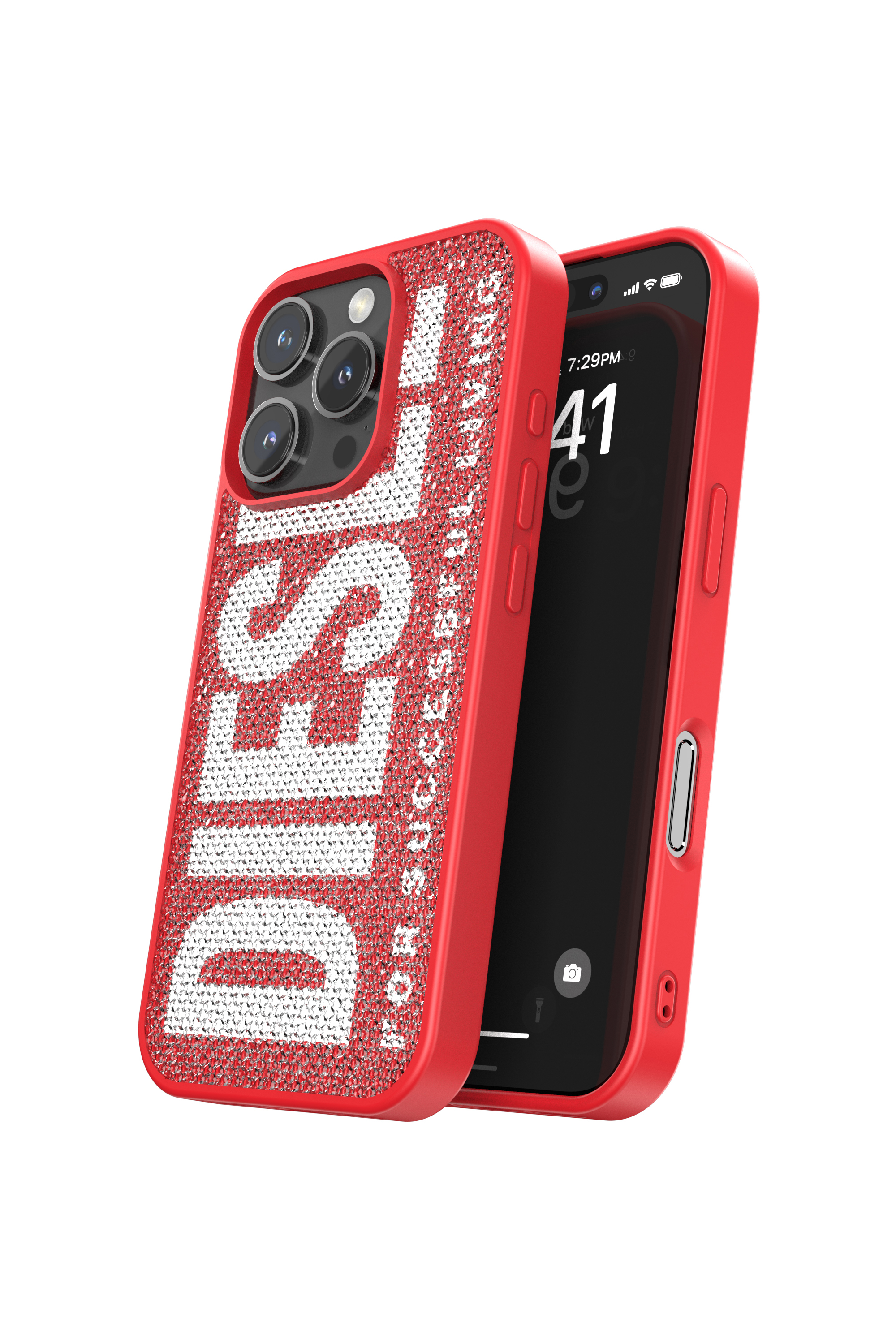 Diesel - 60188 MOULDED CASE, Coque en cristal Swarovski pour l'iP 16 Pro Mixte in Rouge - 3