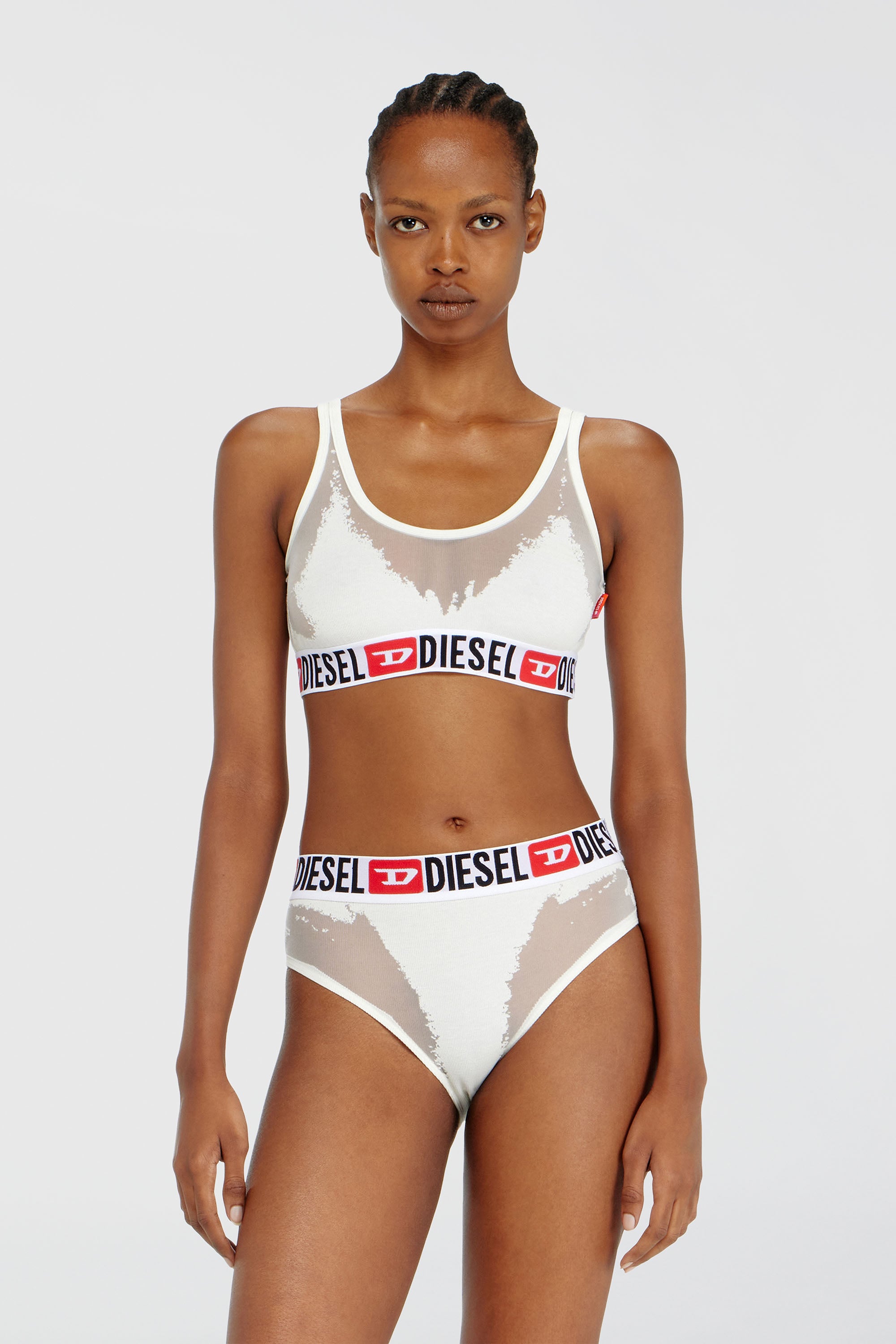 Diesel - PR-ORIBA-D-CORE, Bralette con effetto devor&eacute; trasparente Donna in Bianco - 2