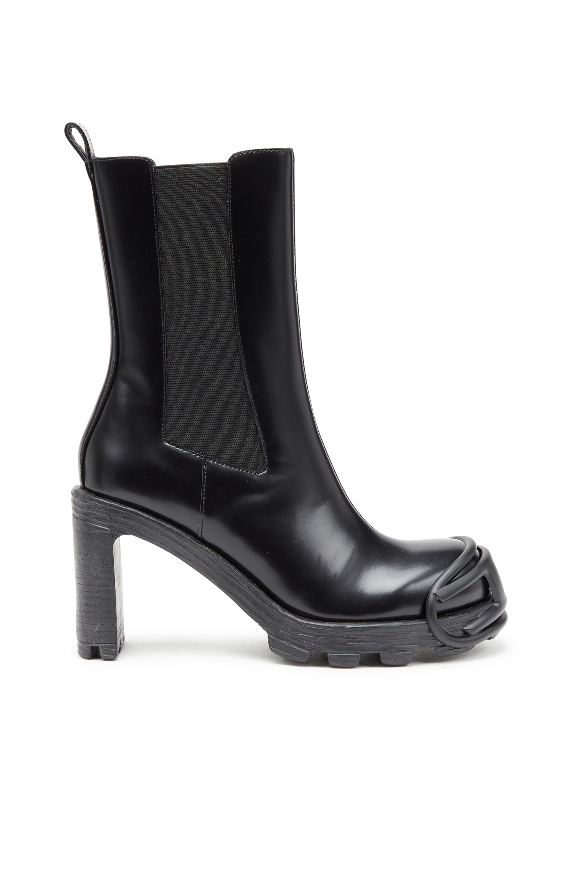 Diesel - D-HAMMER CH D W, D-Hammer-Bottines à talons avec plaque Oval D Femme in Noir - 1