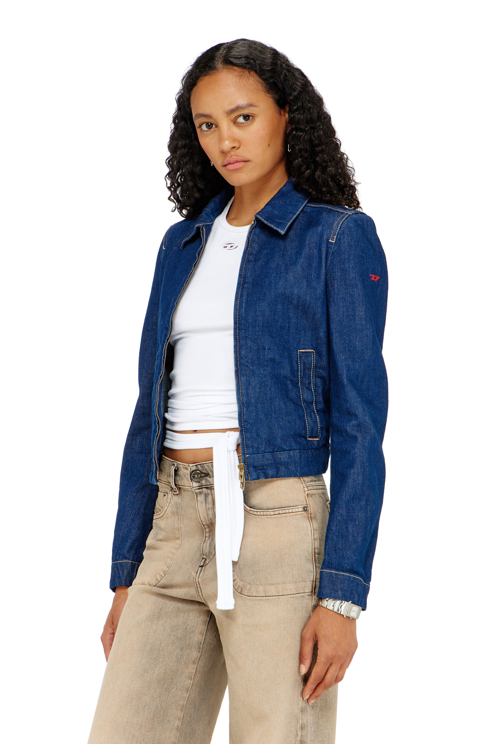 Diesel - T-BUNNY-TAIL-S1, Damen Geripptes Top mit Wickelschn&uuml;ren in Wei&szlig; - 1