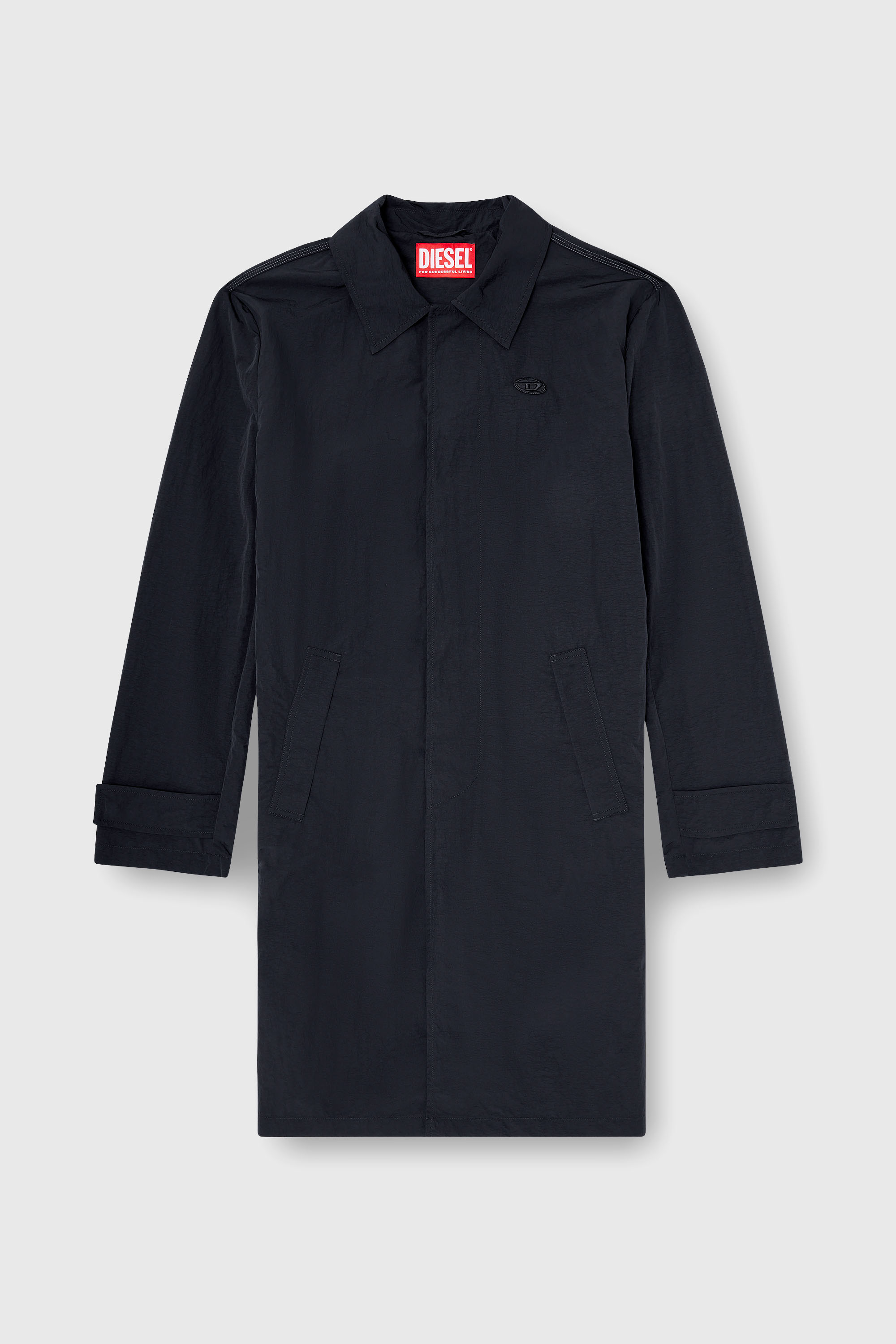 Diesel - J-BURHAT, Man's Nylon coat with shiny crinkle finish in Black - 2