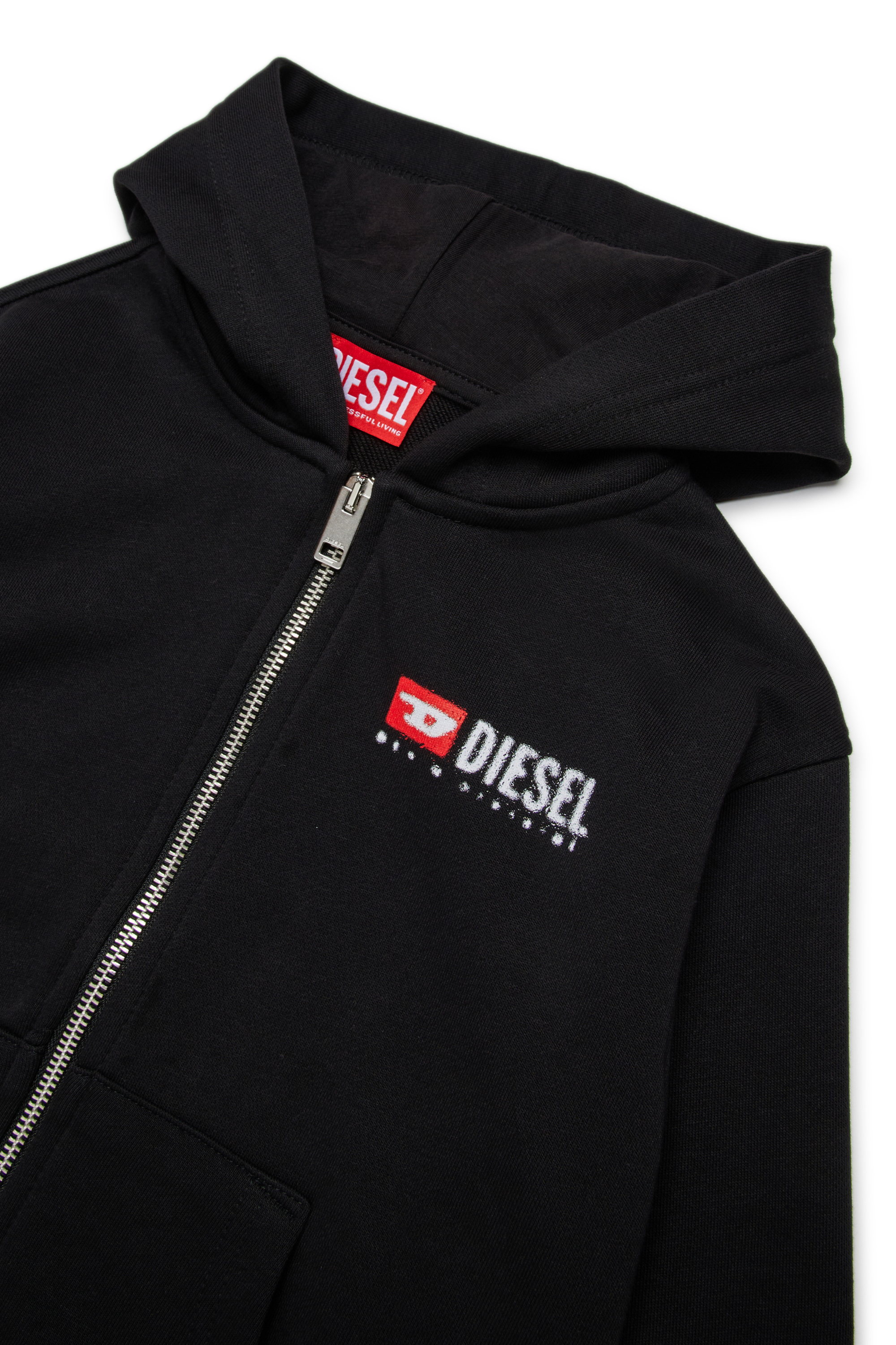 Diesel - SDROPSHOODZ OVER, Hoodie in cotone con zip Uomo in Nero - 3