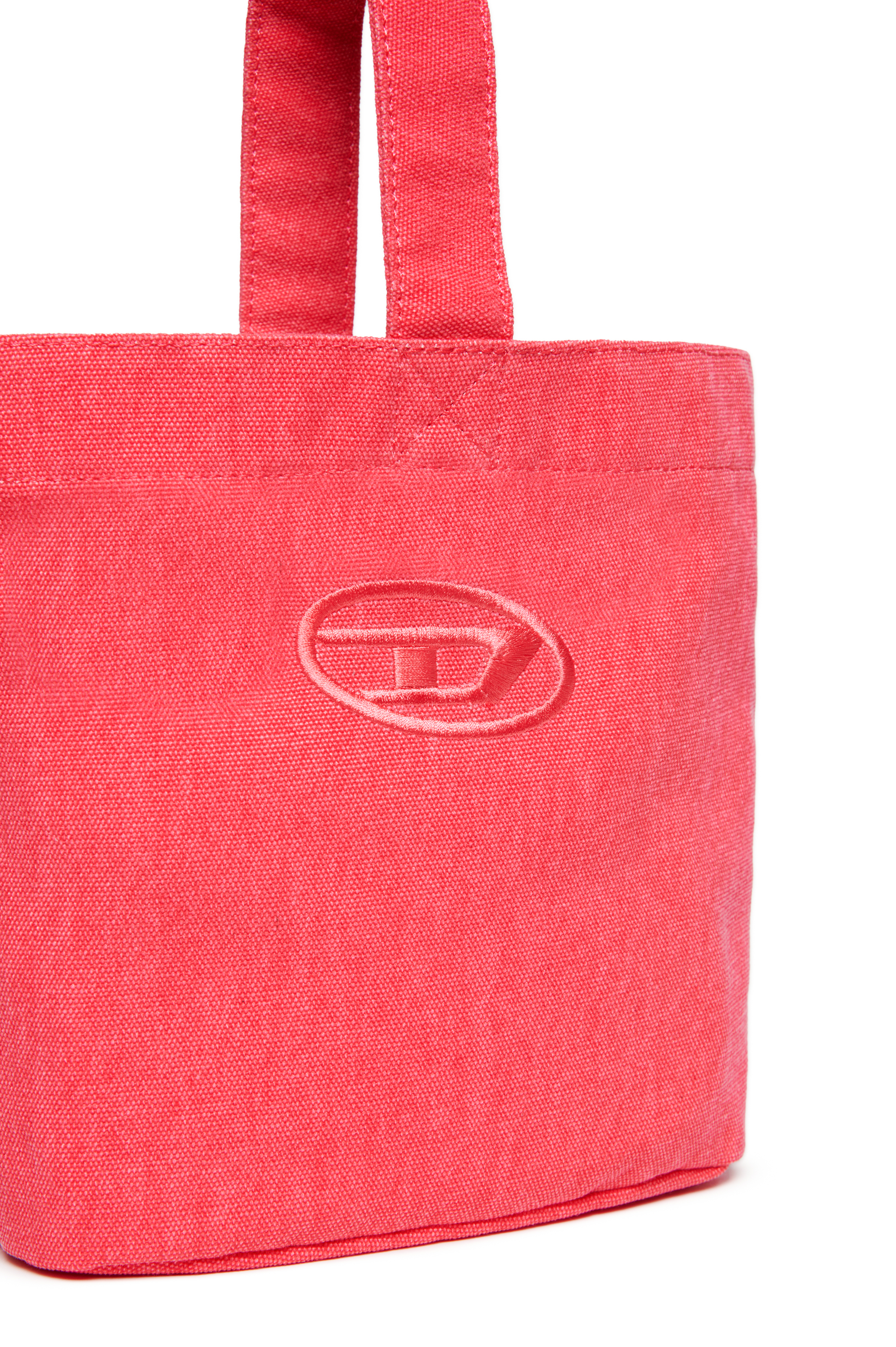 Diesel - WMATTIS, Damen Beuteltasche aus Canvas mit Oval D-Stickerei in Rosa - 4