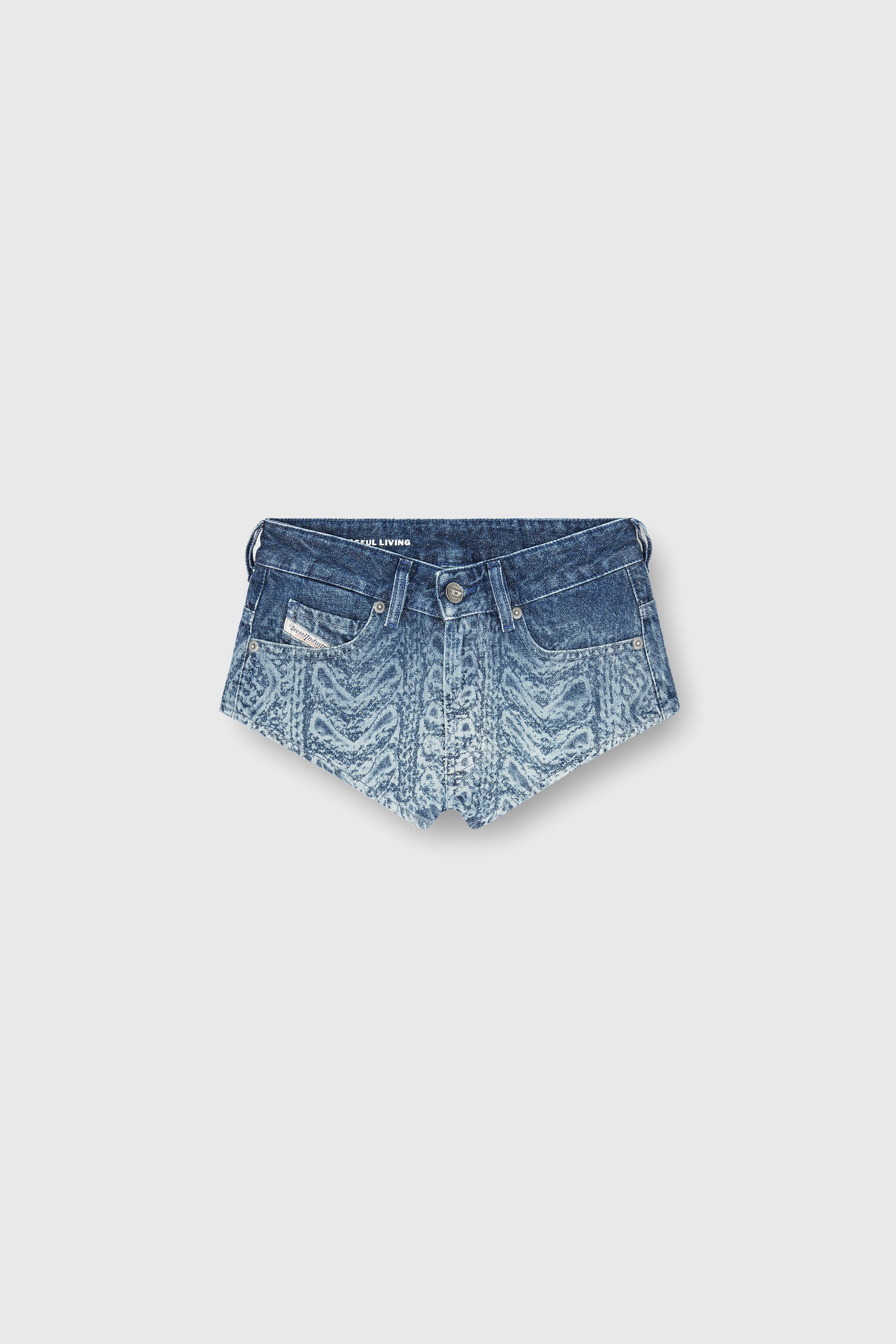 Diesel - DE-JIZZ-S, Short en denim effet maille torsad&eacute;e Femme in Bleu - 2