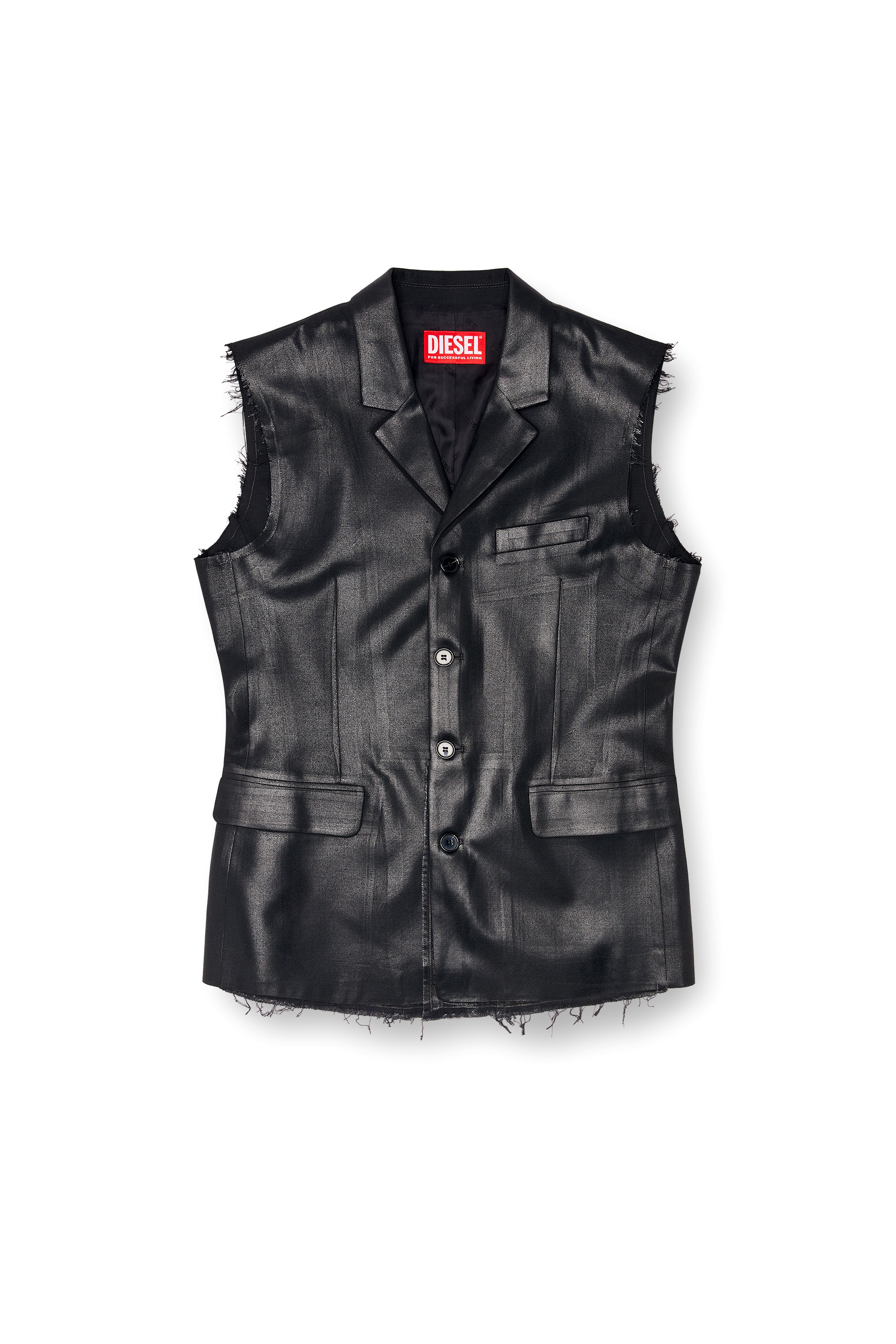 Diesel - J-PHOX-HEAV, Man's Tailored vest with coated front in Black - 3