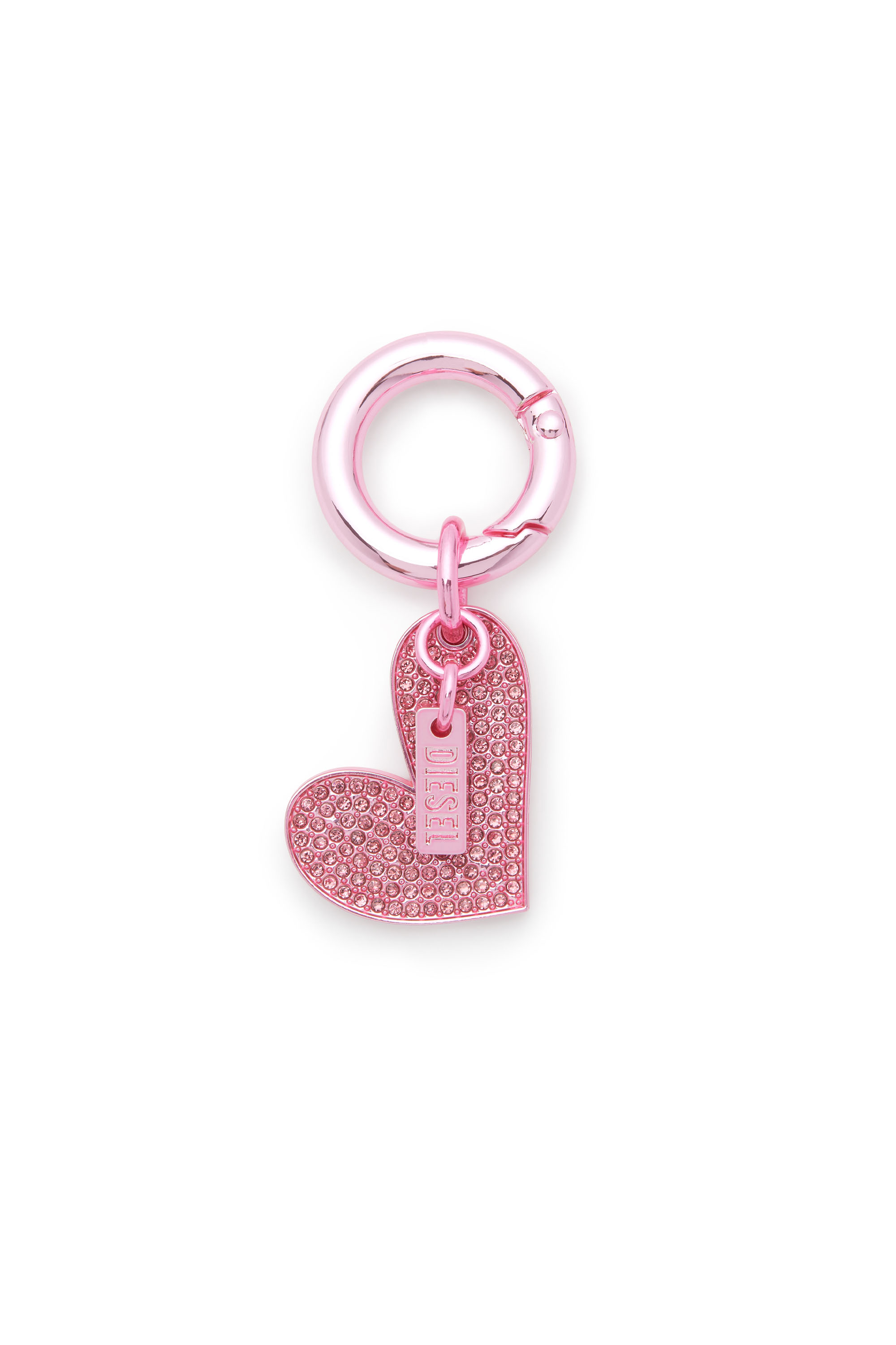 Diesel - CHARM-HEART, Charm a forma di cuore in metallo con strass Donna in Rosa - 1