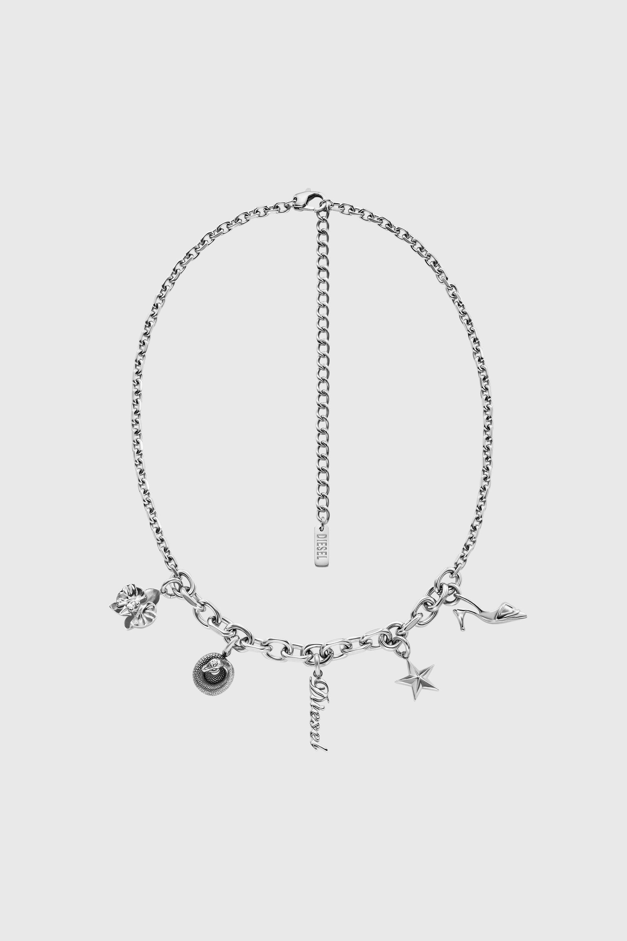 Diesel - DX1745040, Collier &agrave; breloques en acier inoxydable Mixte in Gris argent&eacute; - 1