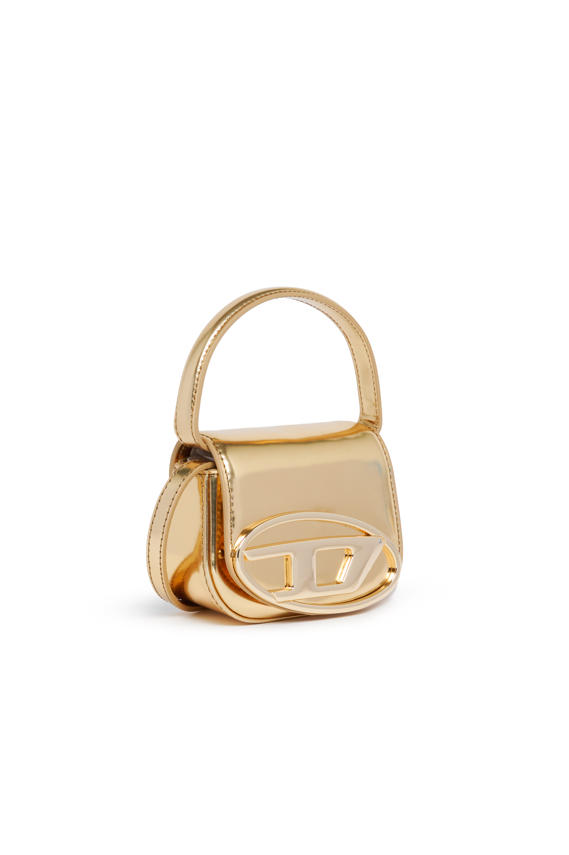Diesel - 1DR XS, Damen Ikonische Minitasche aus mattem Metallic-Leder in Gold - Image 3