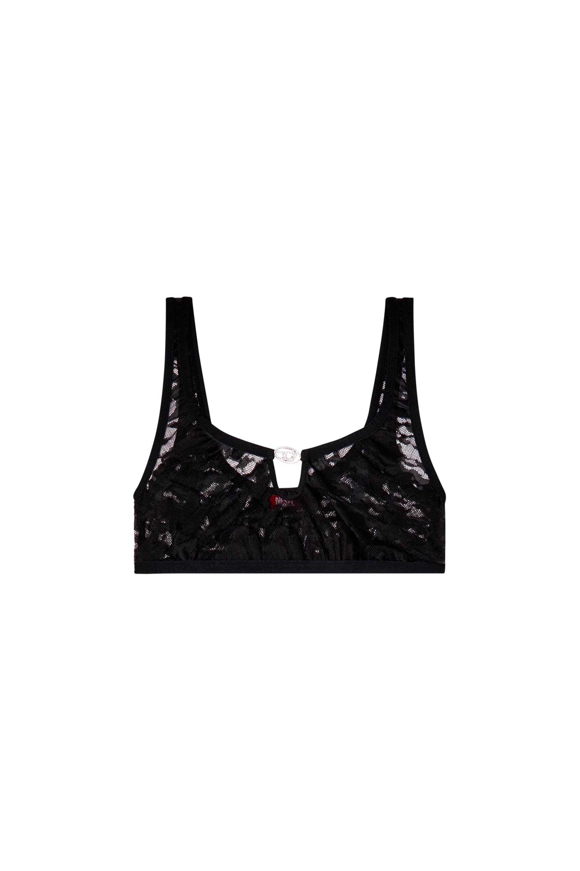 Diesel - UFSB-D-OVAL-LACE-BRALETTE, Bralette in pizzo camouflage con placca Oval D Donna in Nero - 4