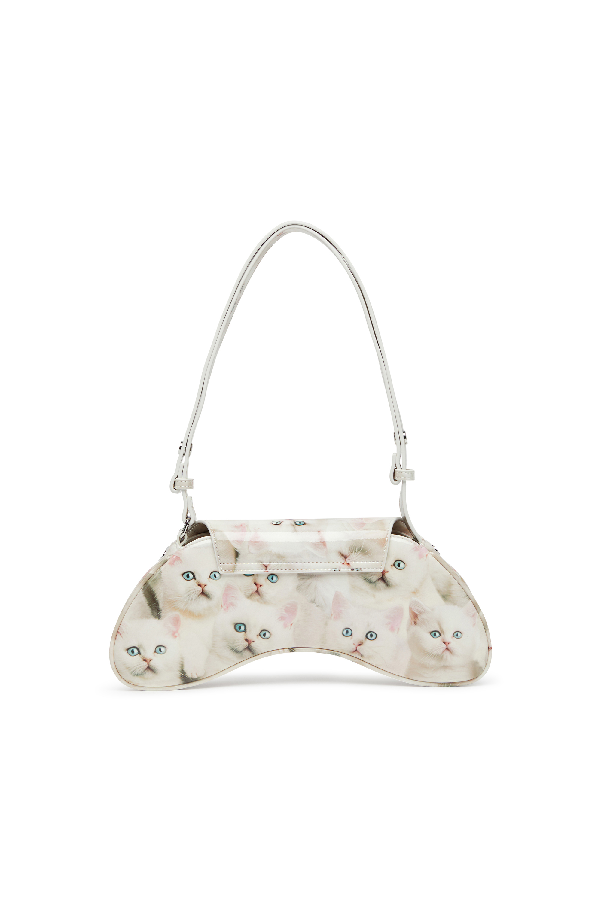 Diesel - PLAY CROSSBODY, Damen Play-Schultertasche mit glänzendem PU-Print in Weiß - 2