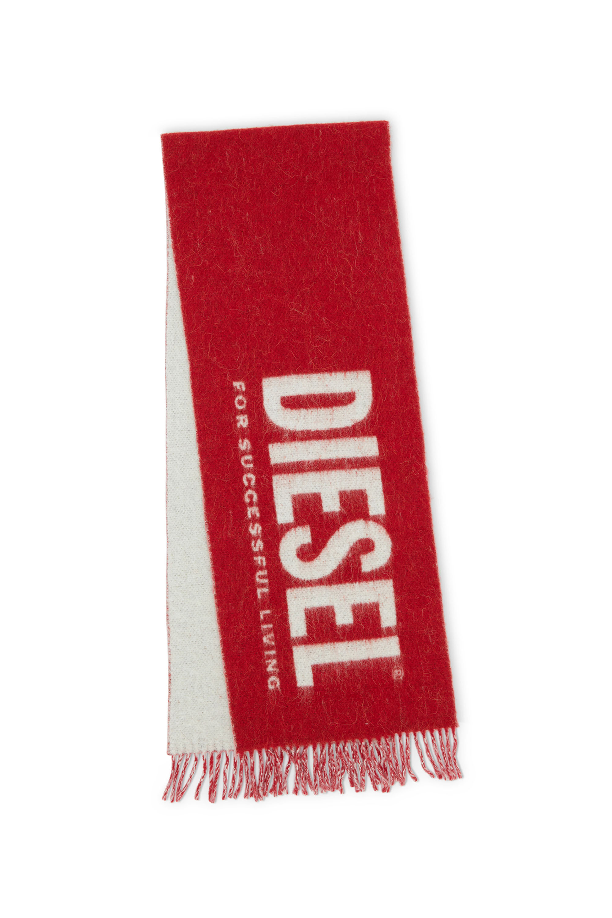 Diesel - S-KOTT, Écharpe bicolore avec maxi logo Homme in Rouge - 3