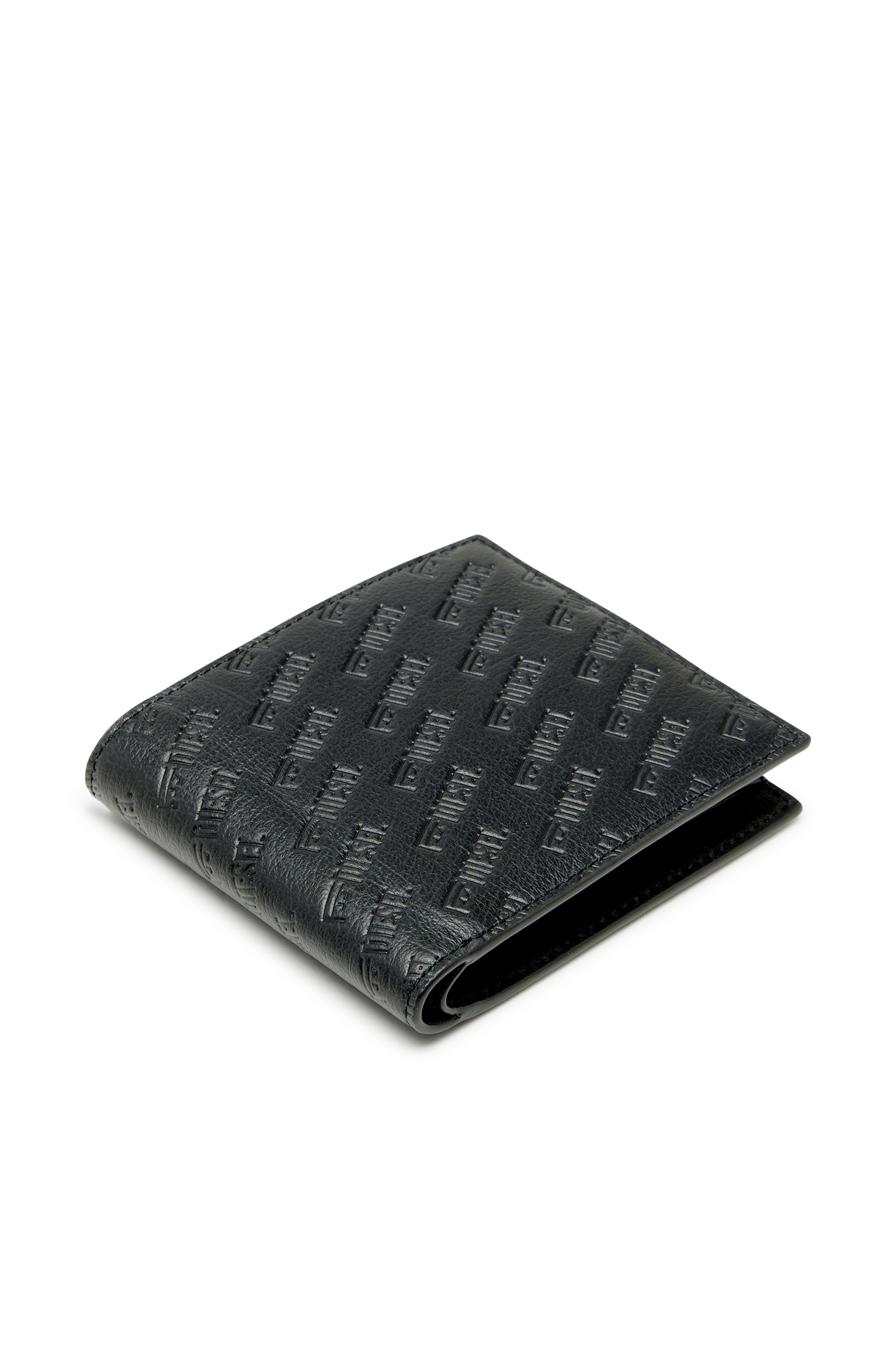 Diesel - MONOGRAM BI-FOLD COIN S 3D, Herren Leder-Bifold-Geldb&ouml;rse mit all-over gepr&auml;gtem Logo in Schwarz - 4